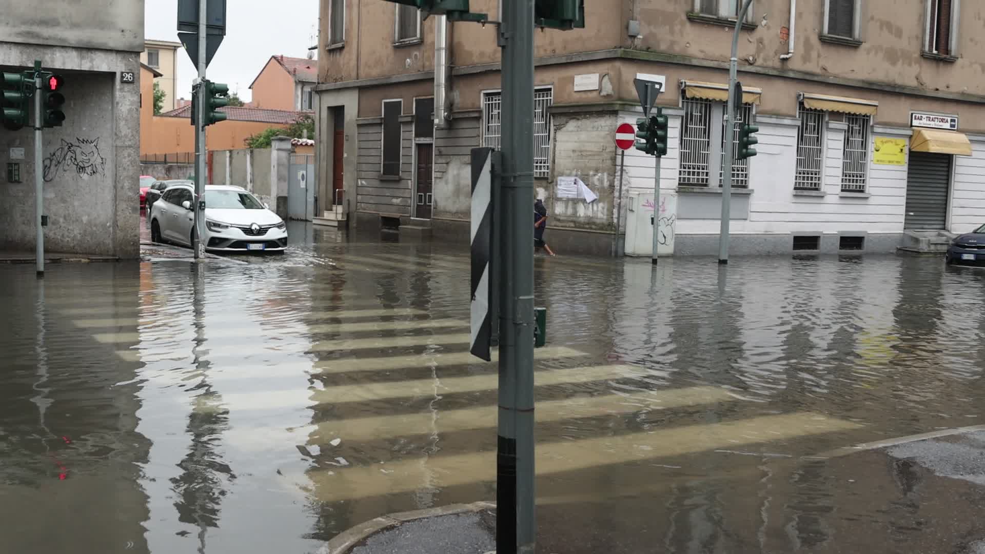 Storm and flooding of Ponte Lambro in Milan