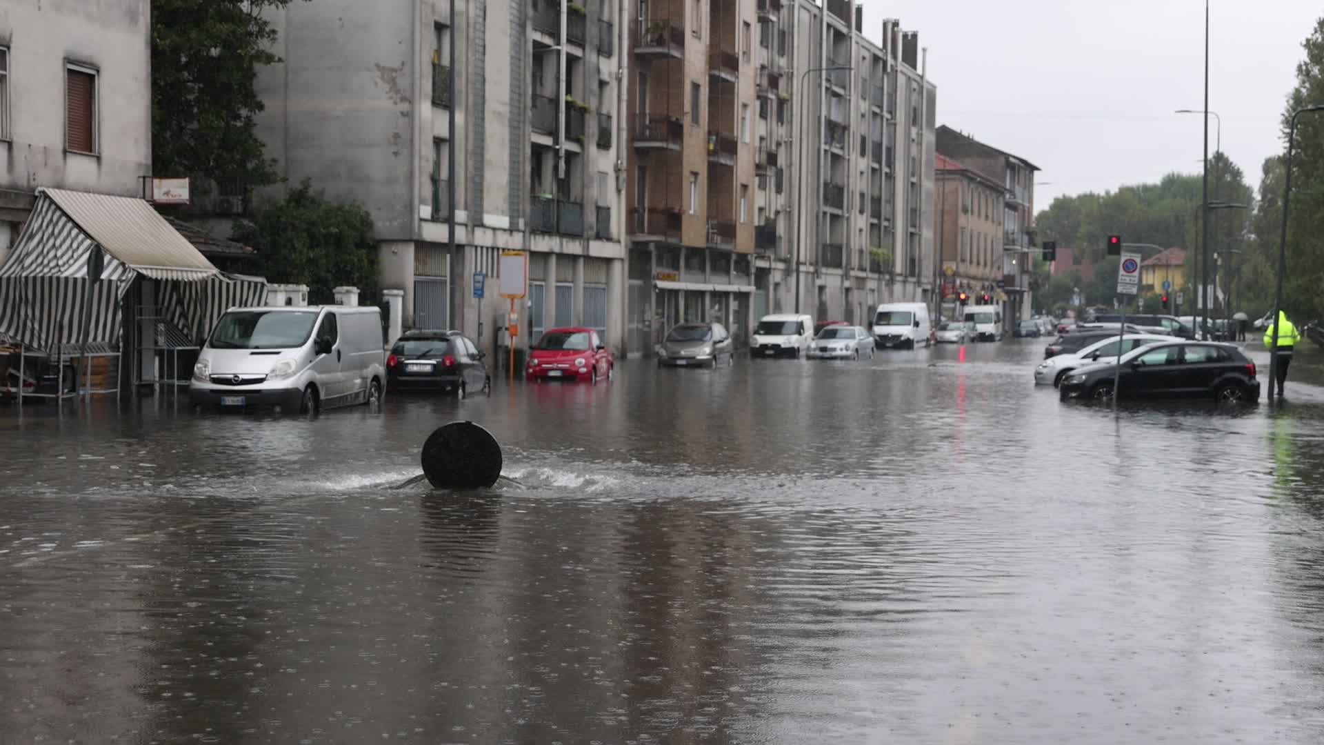 Storm and flooding of Ponte Lambro in Milan