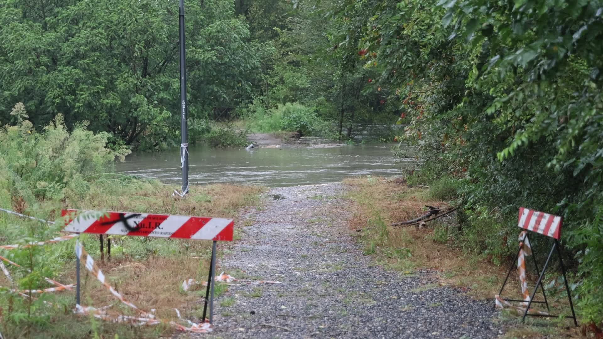 Storm and flooding of Ponte Lambro in Milan