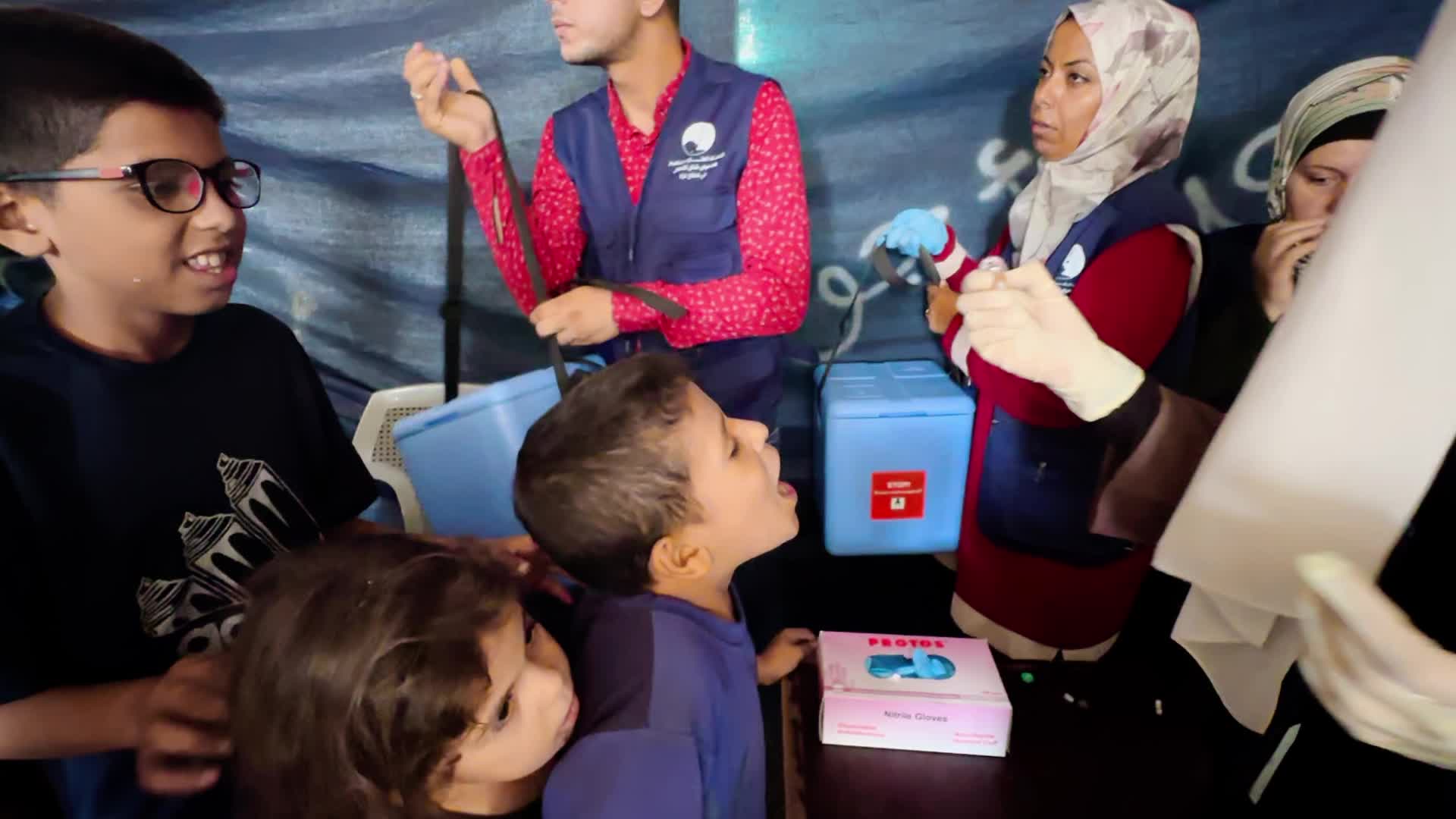 Palestinian Child Receives Polio Vaccination Amid Hamas-Israel Conflict