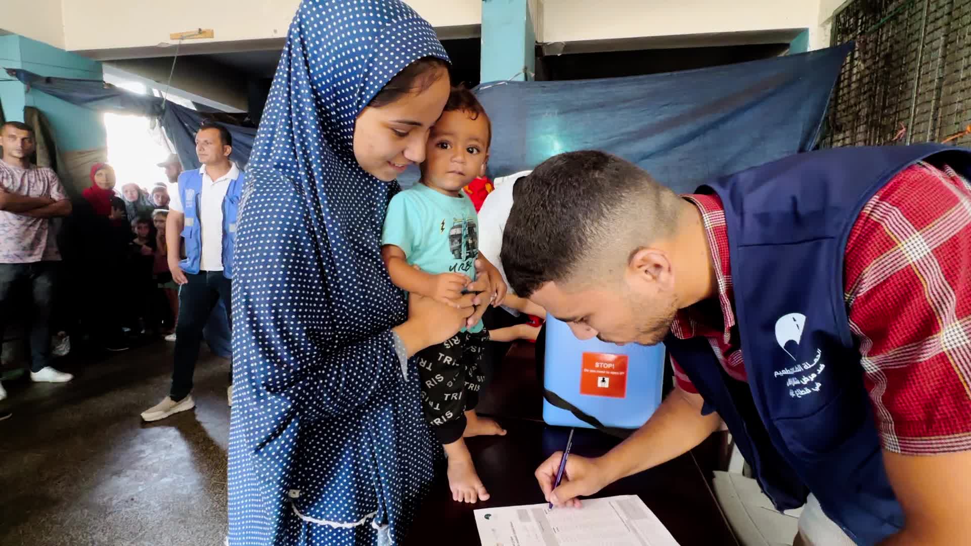 Palestinian Child Receives Polio Vaccination Amid Hamas-Israel Conflict