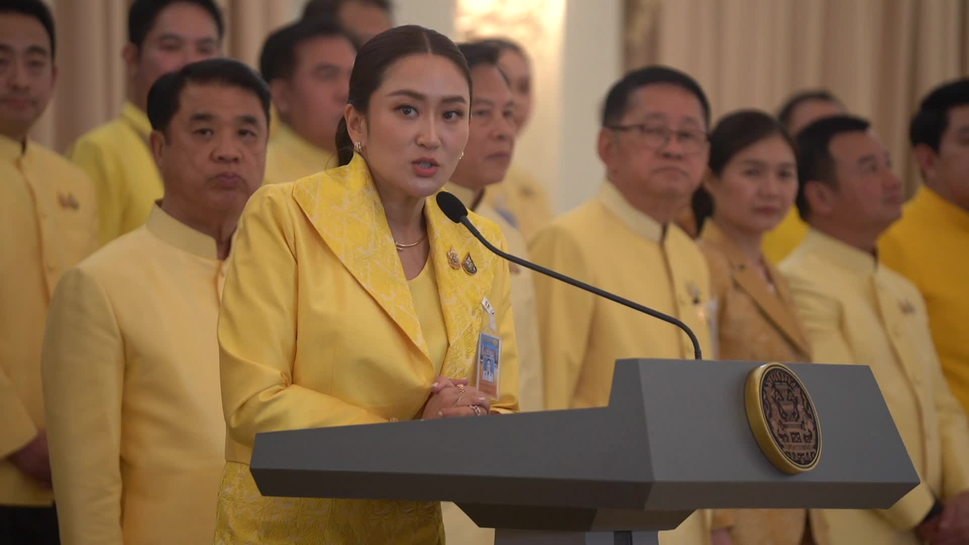 Thai Prime Minister Paetongtarn Shinawatra leads newly appointed cabinet special meeting to prepare policy statement.