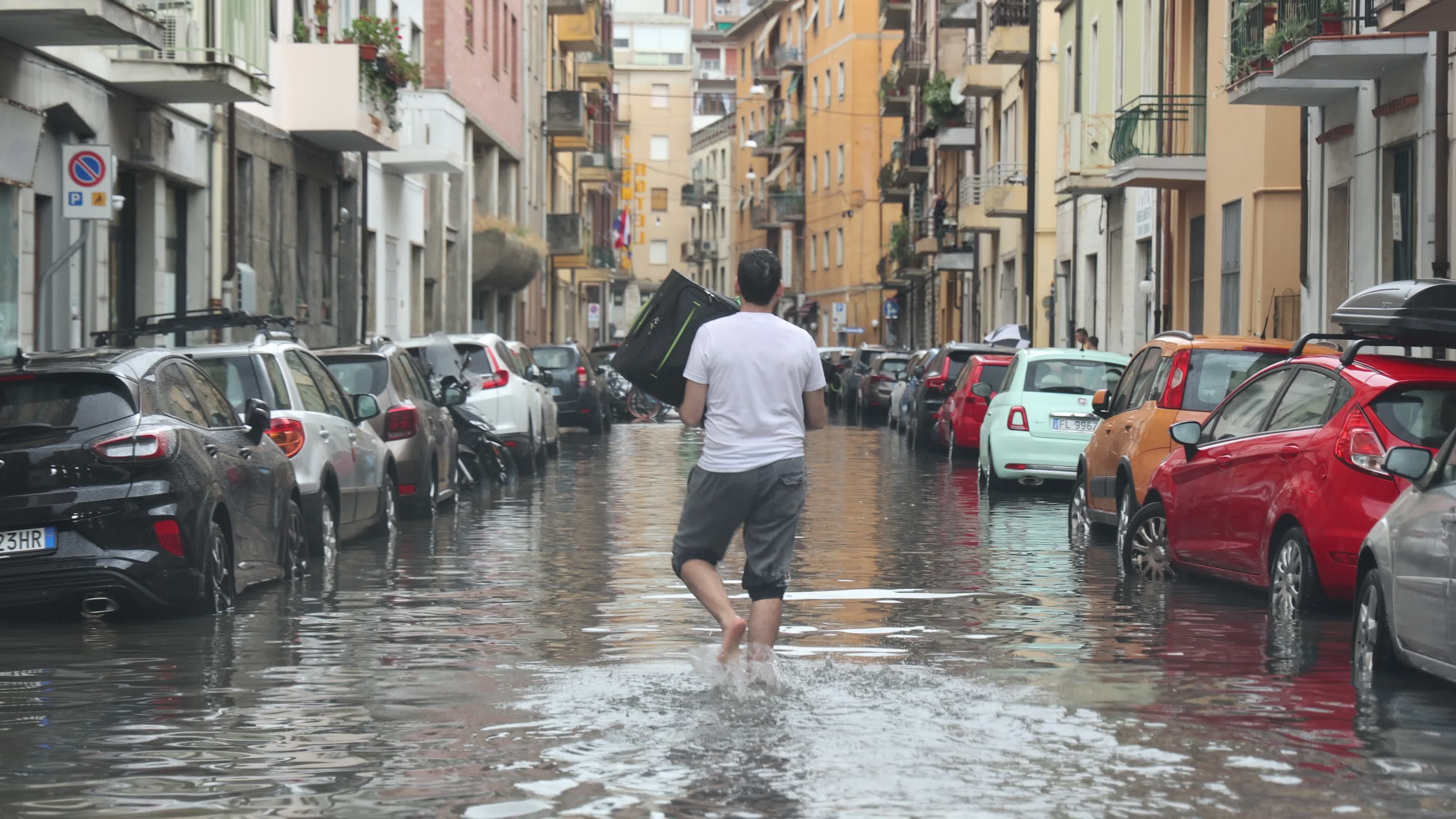 Flooded streets in Pisa, Tuscany 