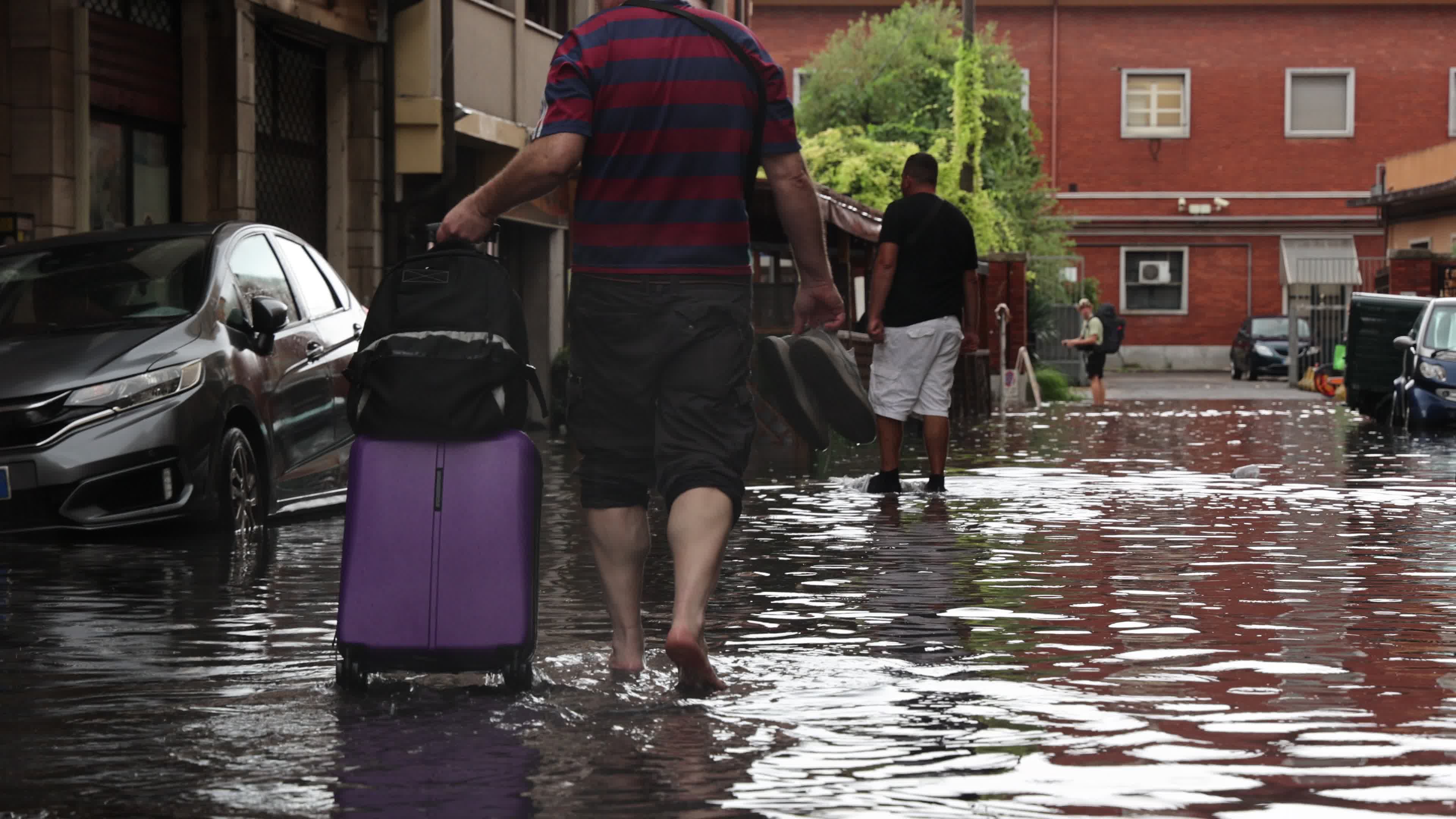 Flooded streets in Pisa, Tuscany 