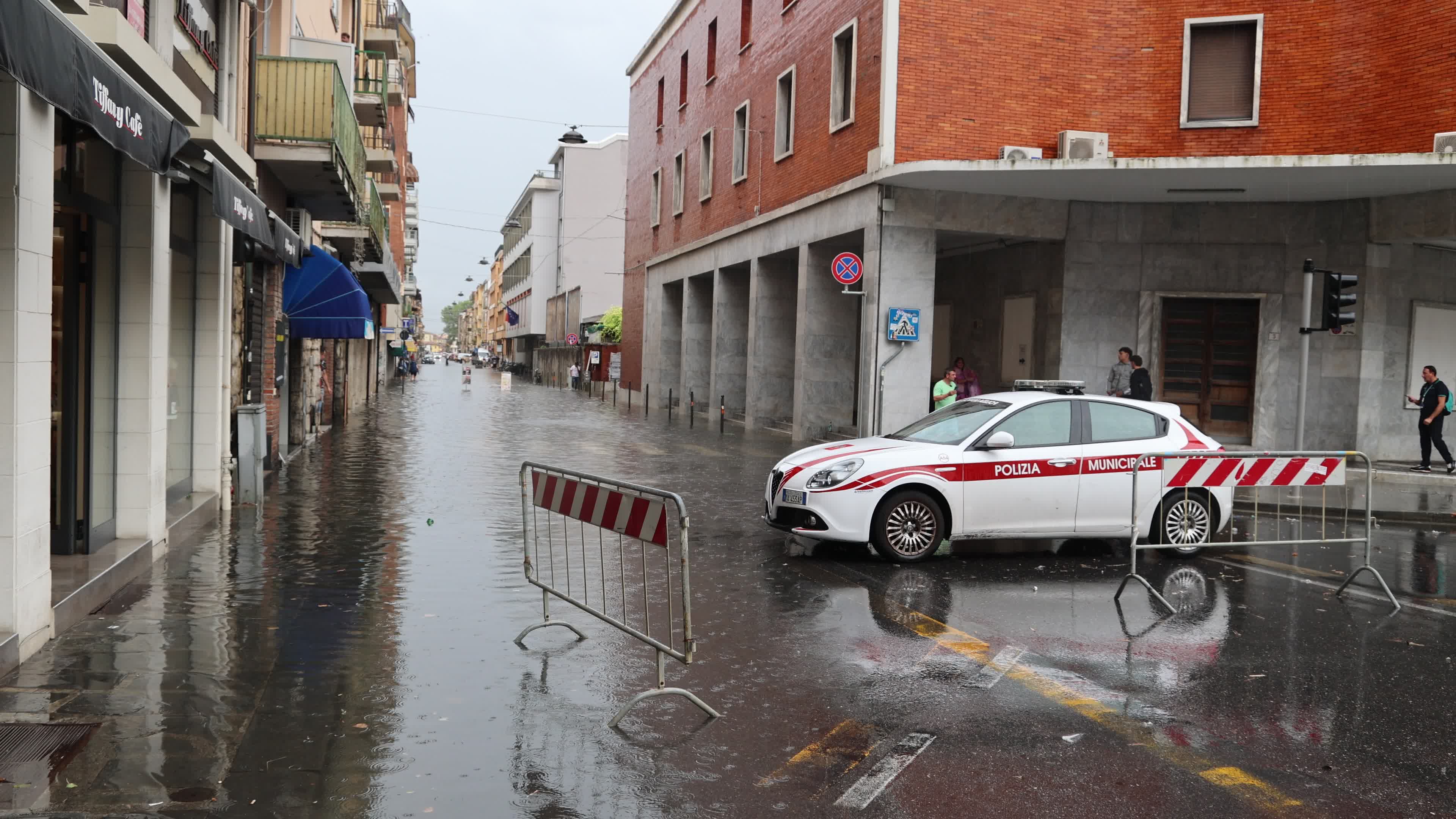 Flooded streets in Pisa, Tuscany 