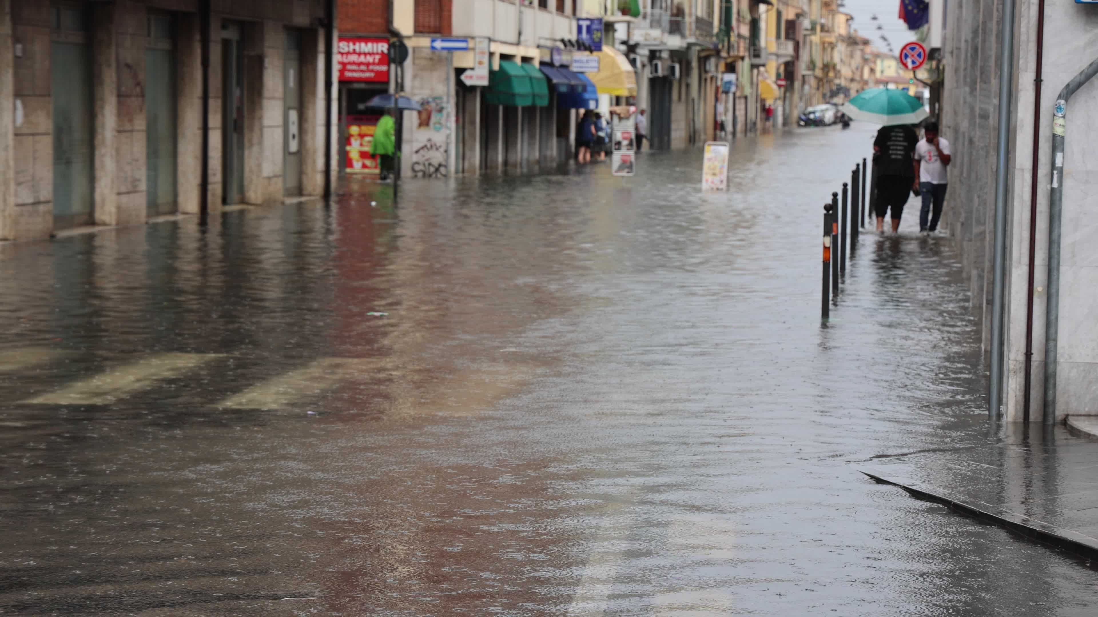 Flooded streets in Pisa, Tuscany 