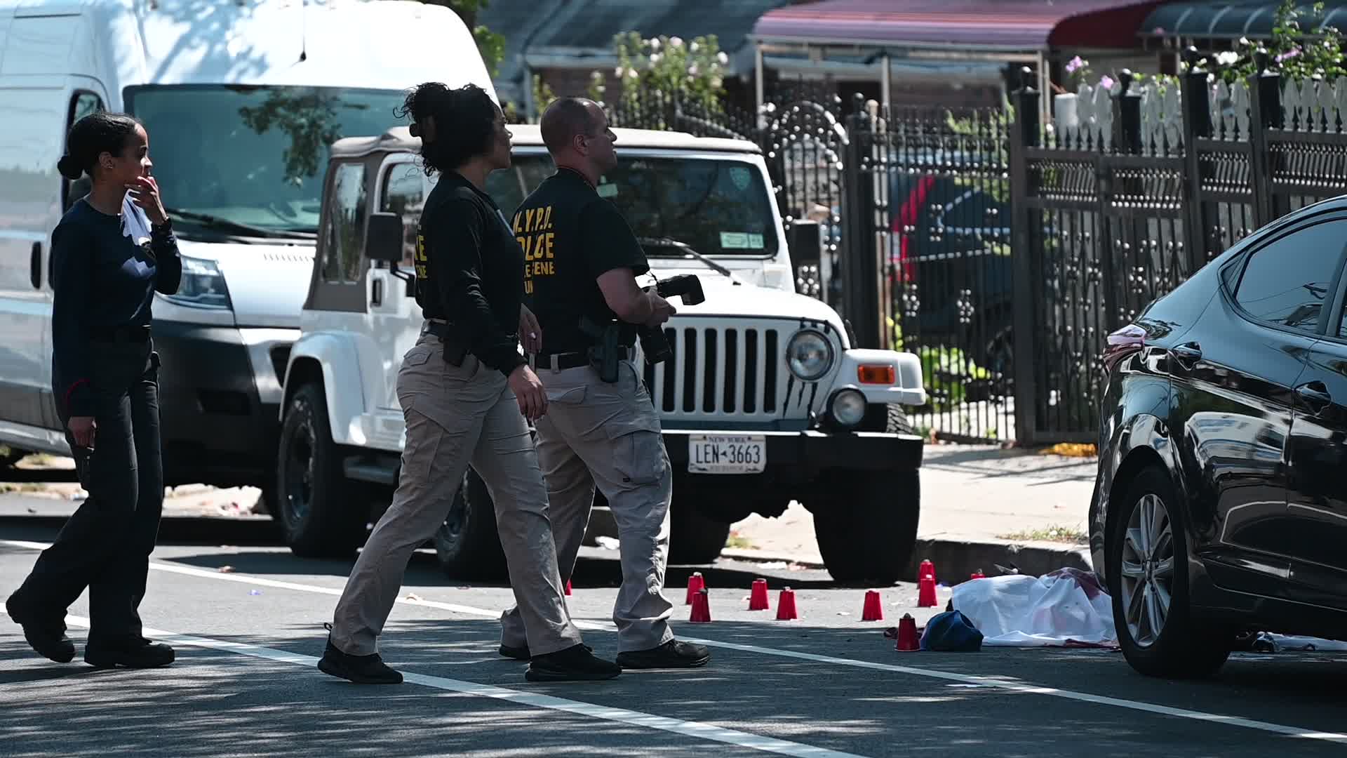 Crime Scene Investigation On The Scene At A Fatal Shooting Of A 46-Year-Old Man In Bronx New York