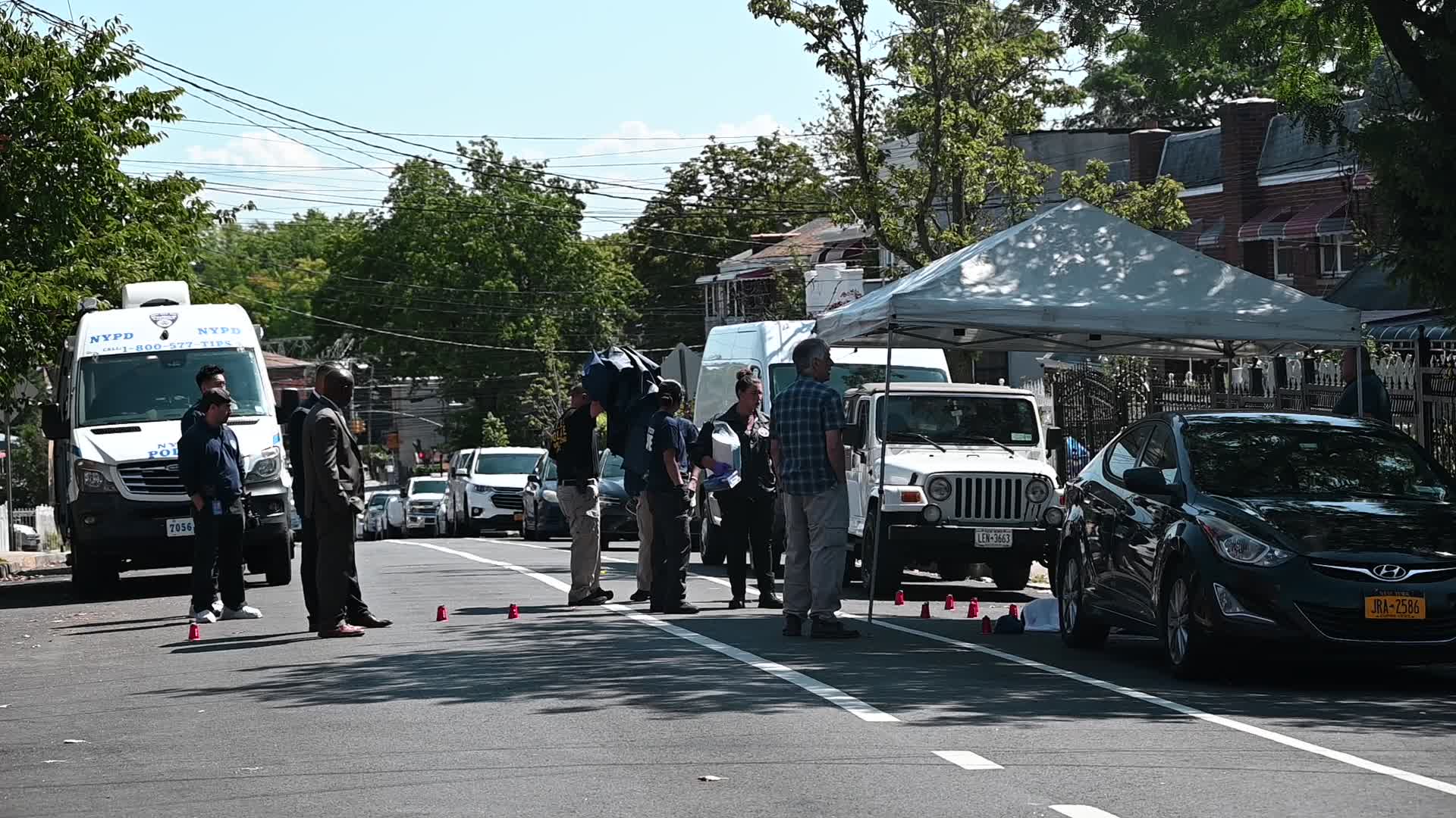 Crime Scene Investigation On The Scene At A Fatal Shooting Of A 46-Year-Old Man In Bronx New York