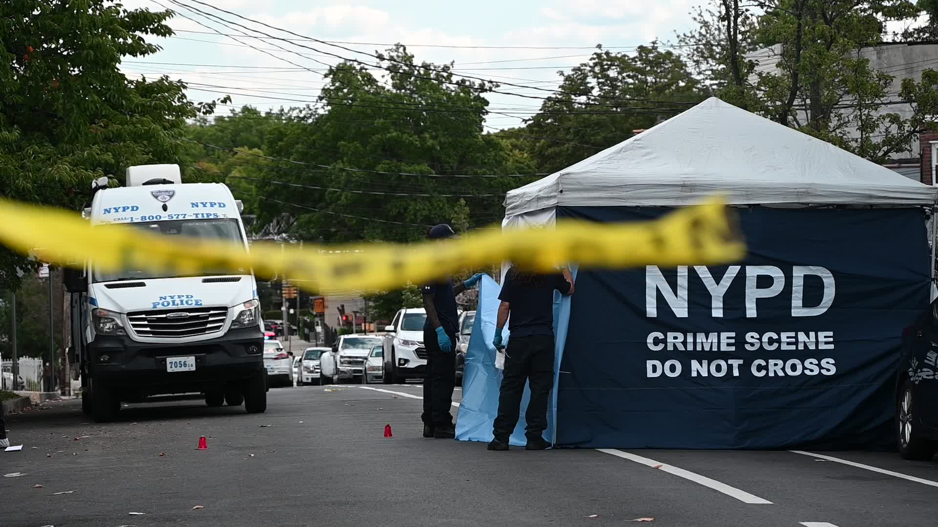 Crime Scene Investigation On The Scene At A Fatal Shooting Of A 46-Year-Old Man In Bronx New York