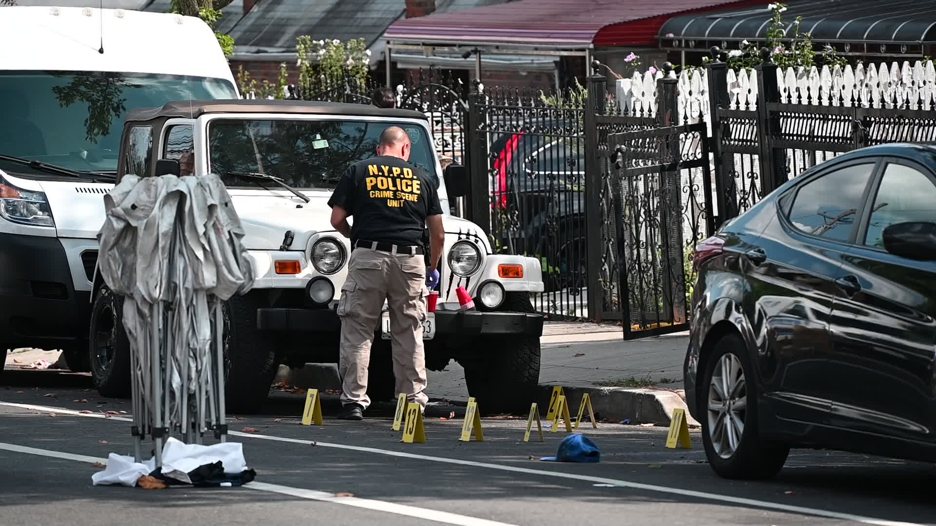 Crime Scene Investigation On The Scene At A Fatal Shooting Of A 46-Year-Old Man In Bronx New York