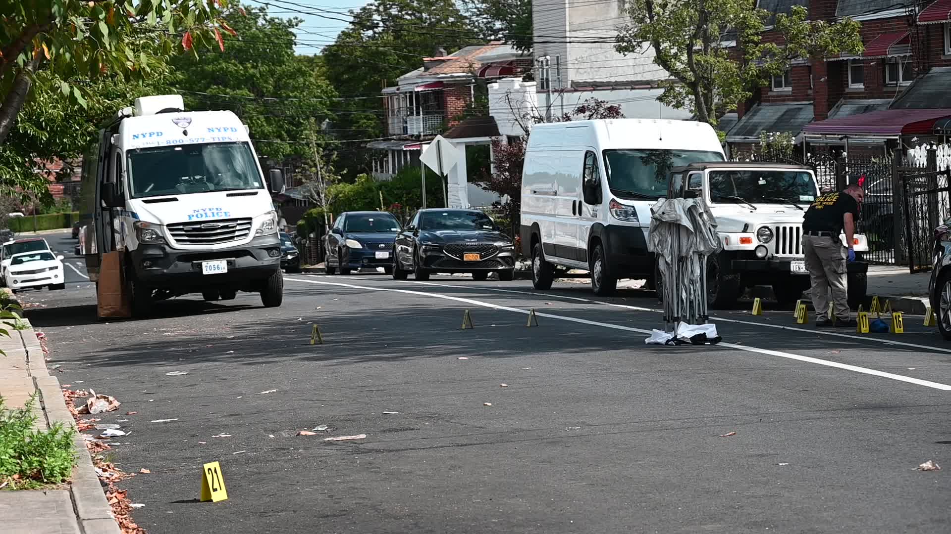 Crime Scene Investigation On The Scene At A Fatal Shooting Of A 46-Year-Old Man In Bronx New York