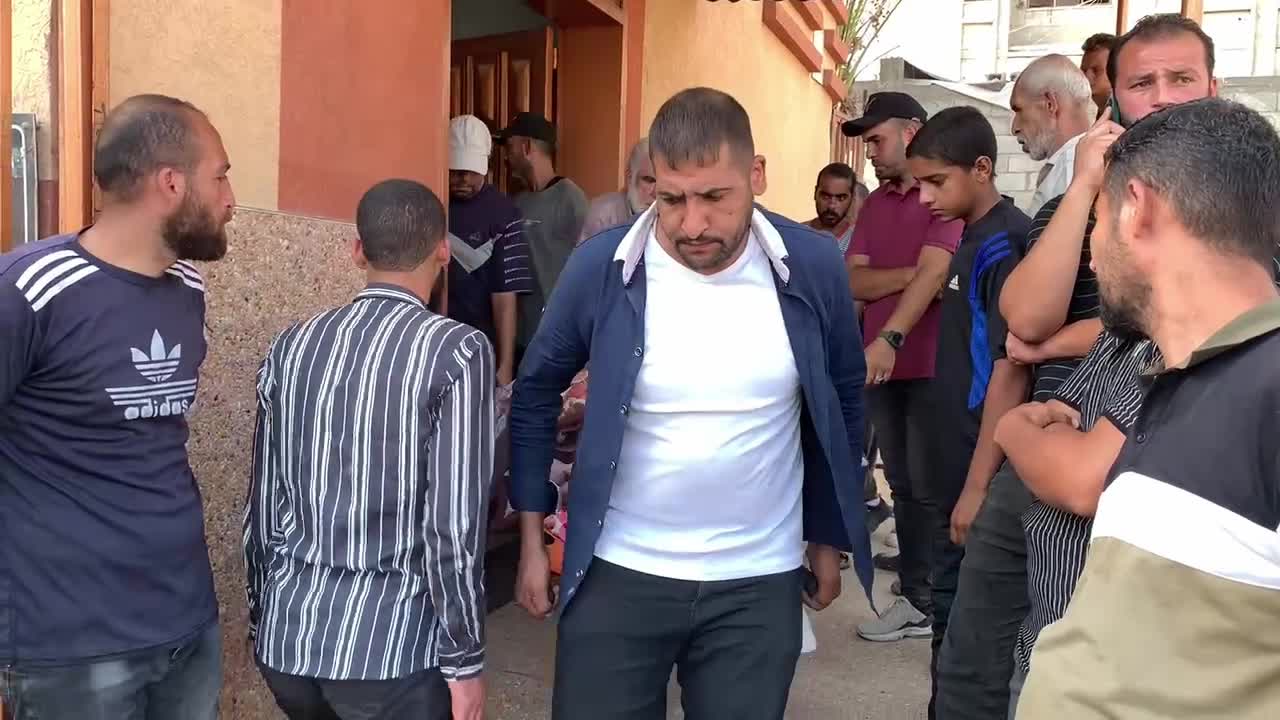 Mourners Gather at Nasser Hospital in Khan Younis to Pray for Victim of Israeli Strike Amid Israel-Hamas Conflict