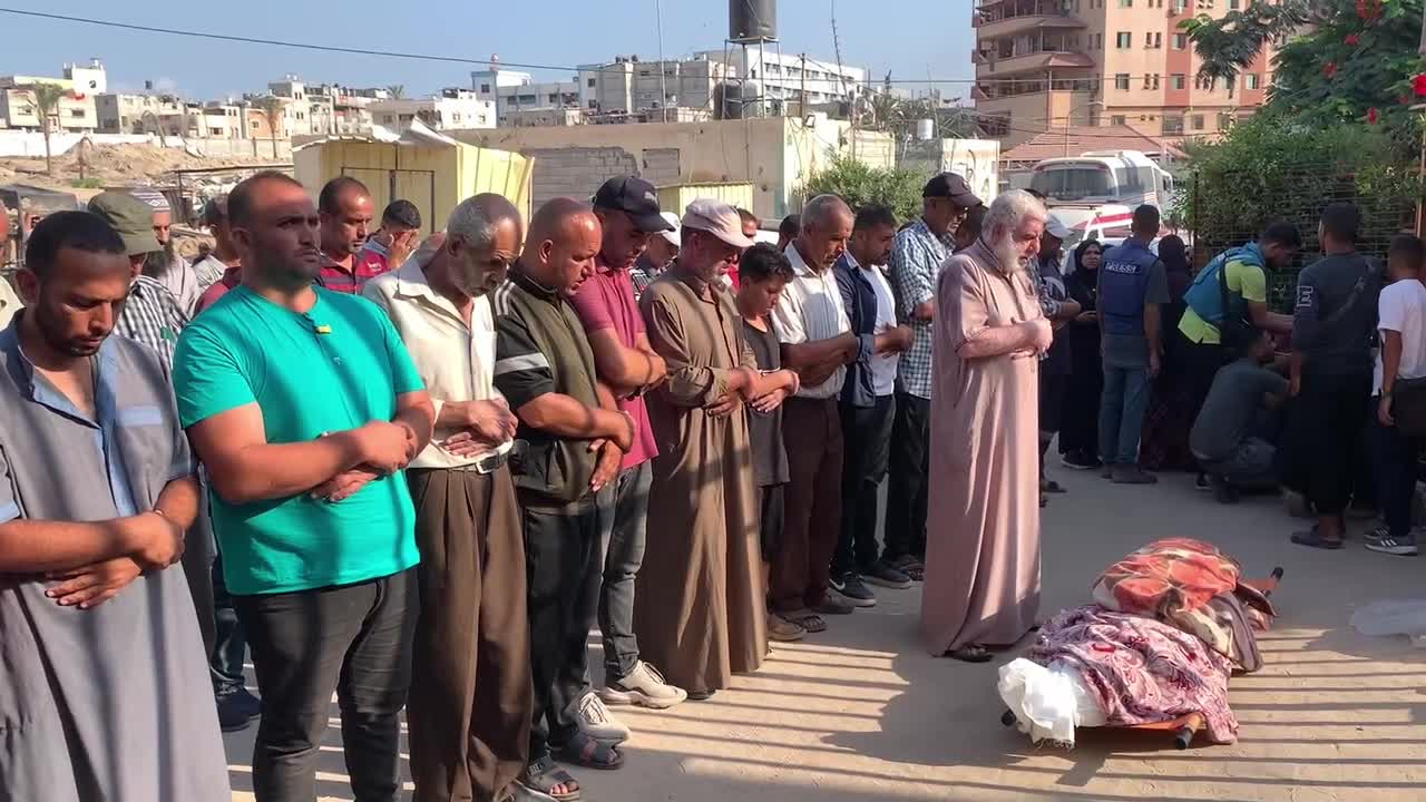Mourners Gather at Nasser Hospital in Khan Younis to Pray for Victim of Israeli Strike Amid Israel-Hamas Conflict