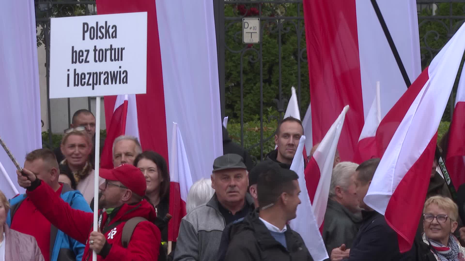Jaroslaw Kaczynski at the opposition rally in Poland