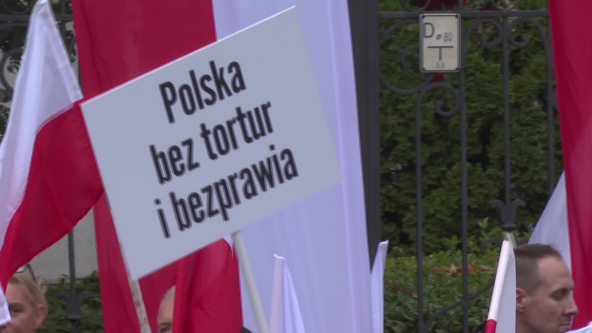 Jaroslaw Kaczynski at the opposition rally in Poland