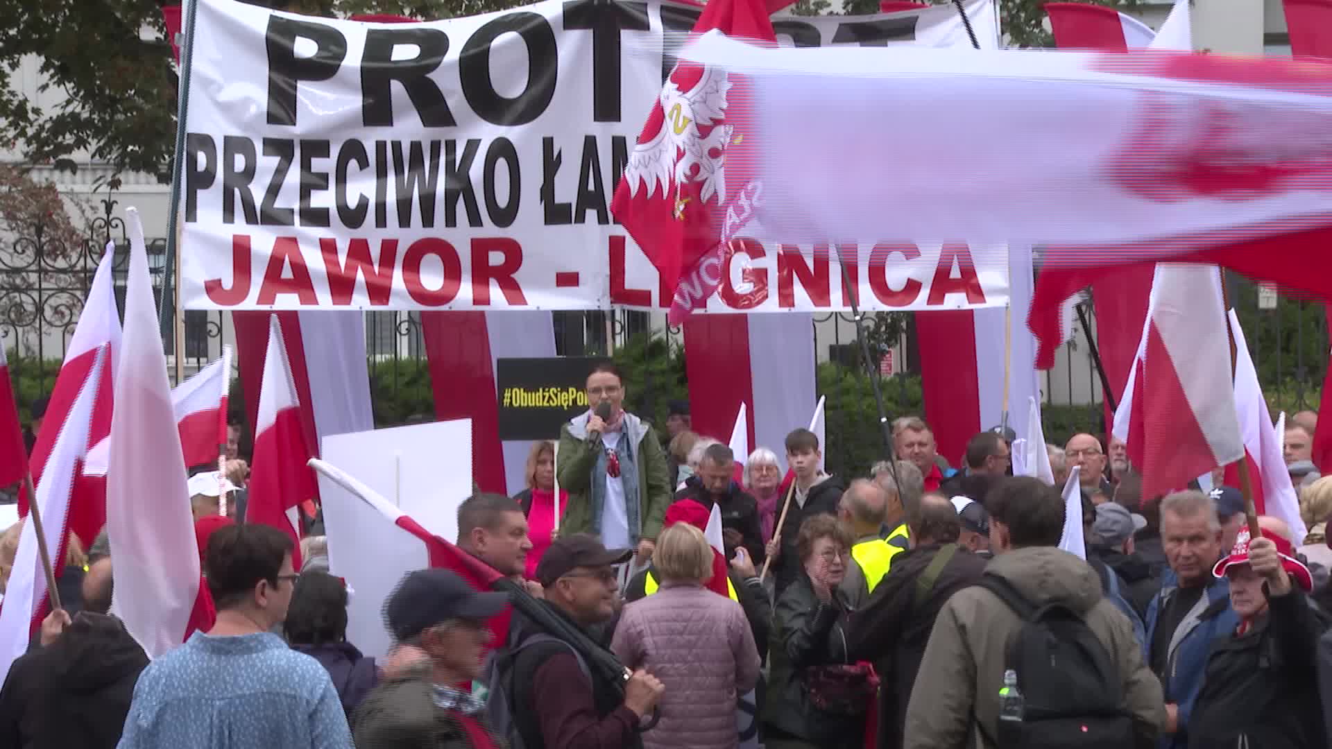 Jaroslaw Kaczynski at the opposition rally in Poland