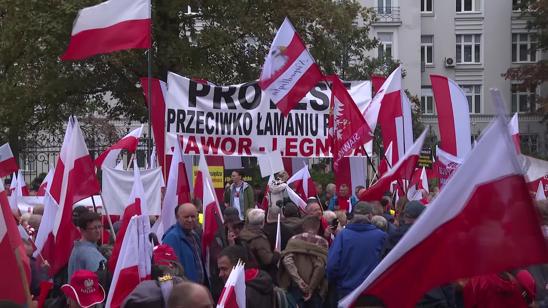 Jaroslaw Kaczynski at the opposition rally in Poland