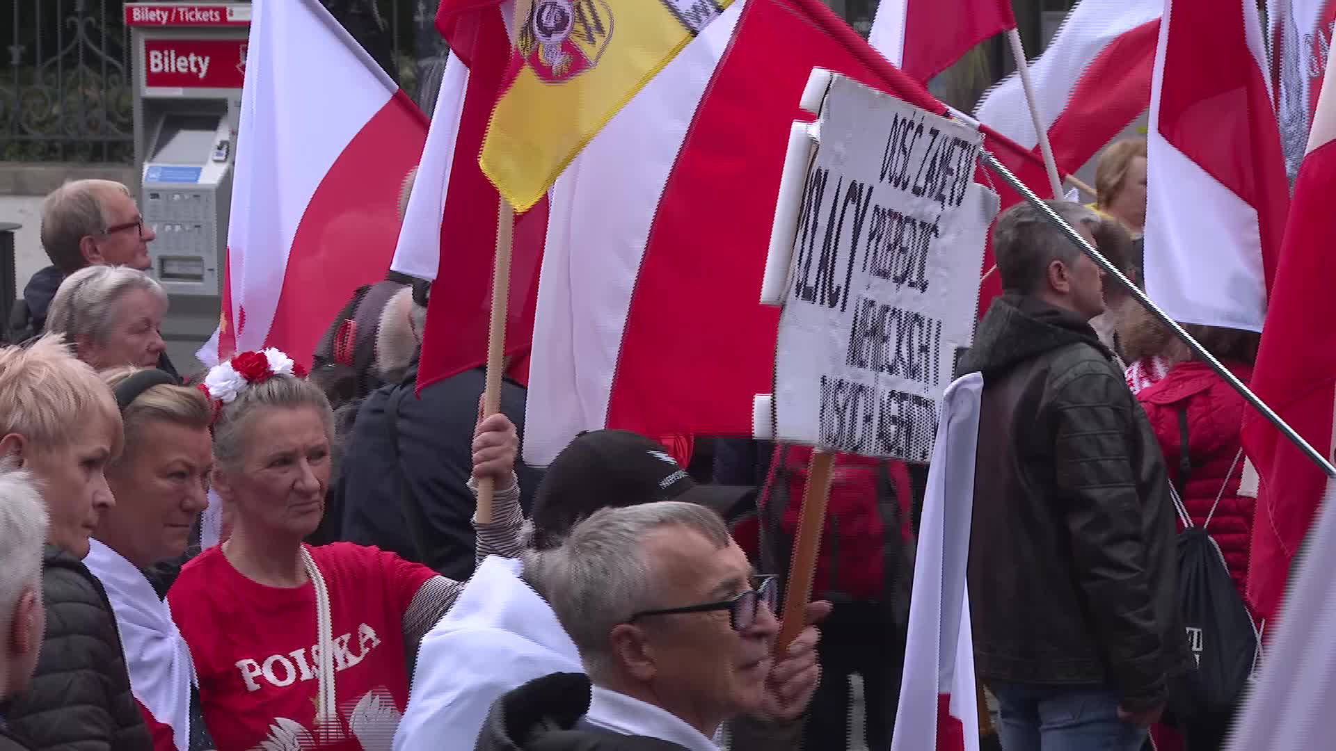 Jaroslaw Kaczynski at the opposition rally in Poland