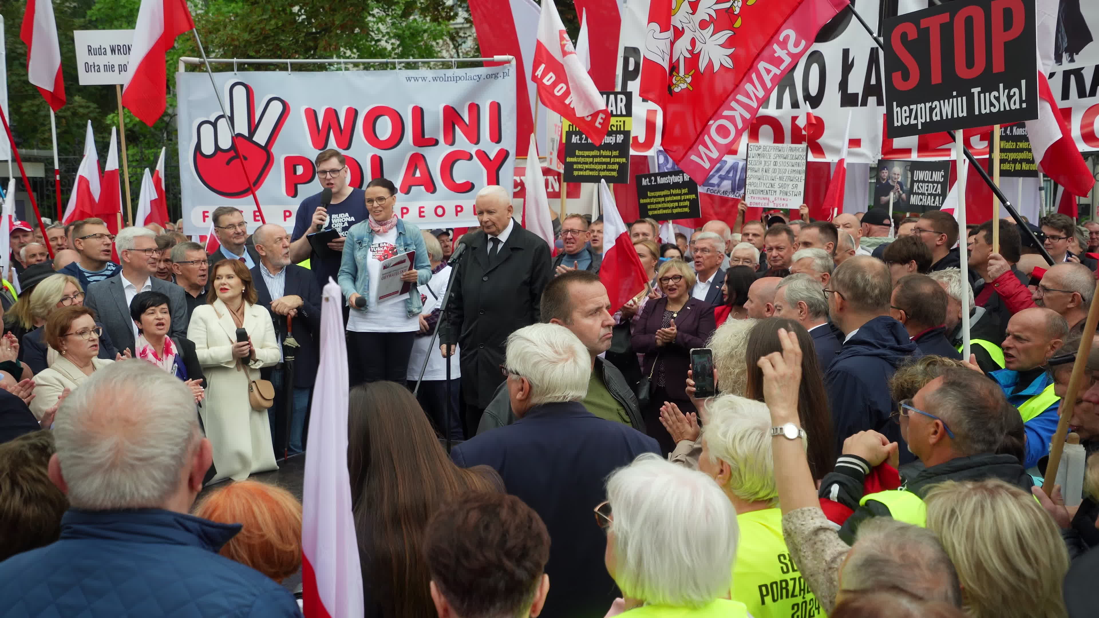 Warsaw Opposition Rally with Jaroslaw Kaczynski 
