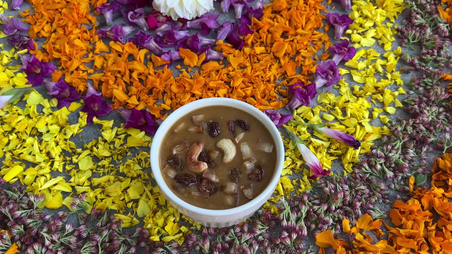Flower Rangoli during the Onam Festival in Canada