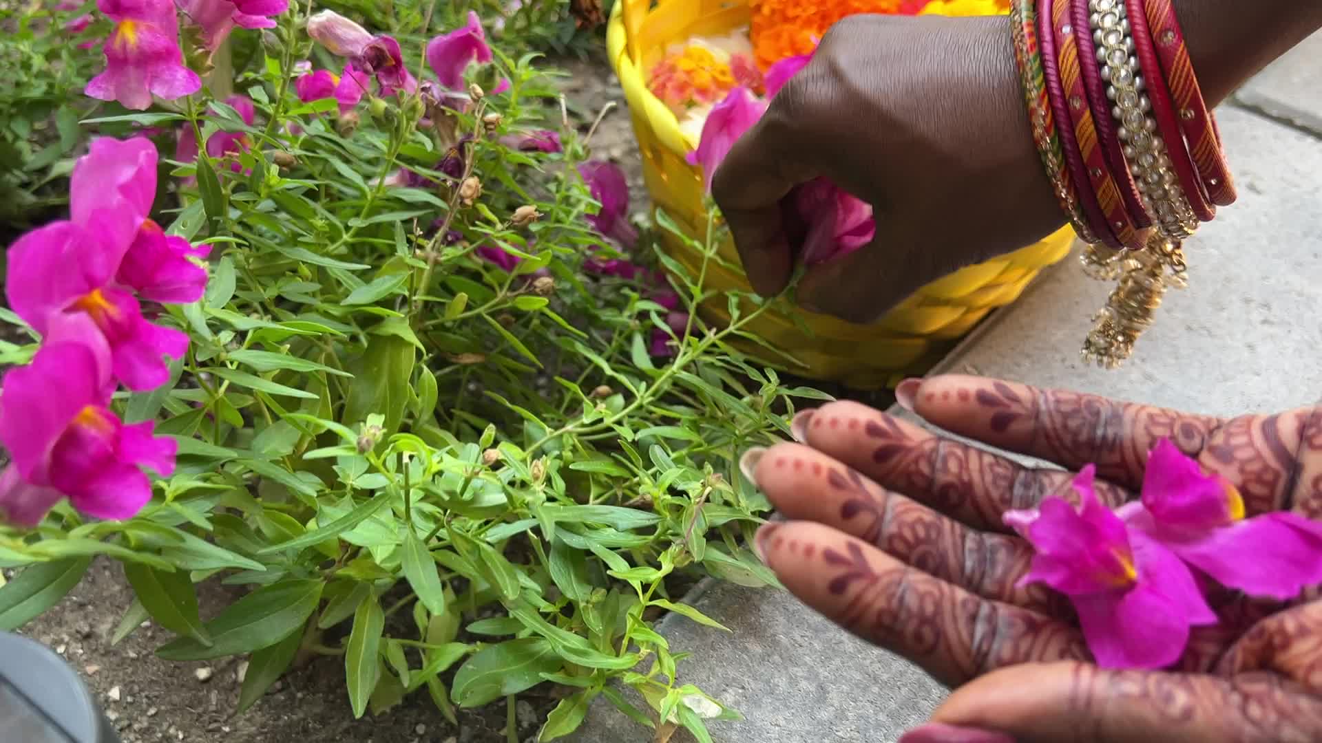 Flower Rangoli during the Onam Festival in Canada