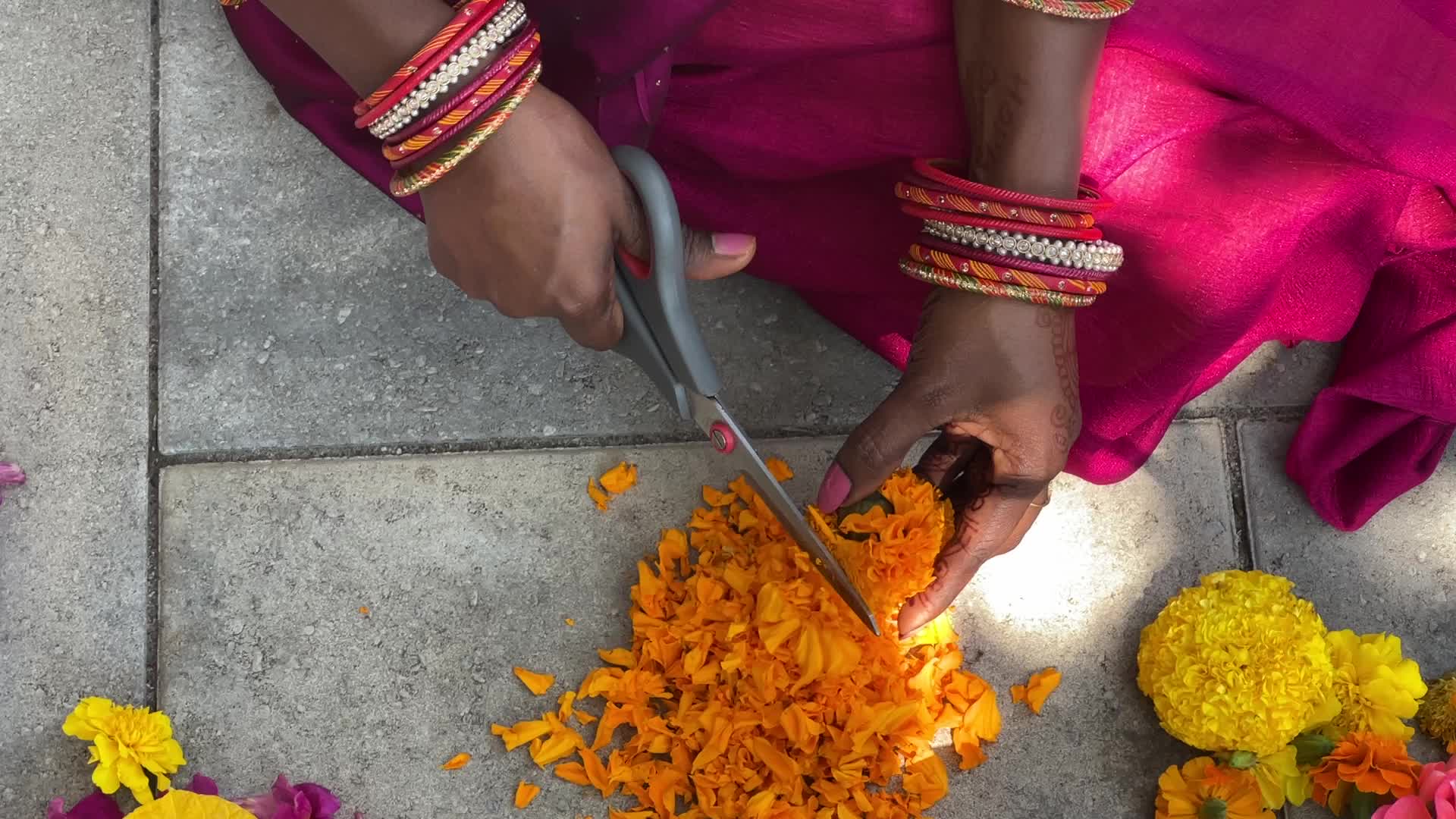 Flower Rangoli during the Onam Festival in Canada