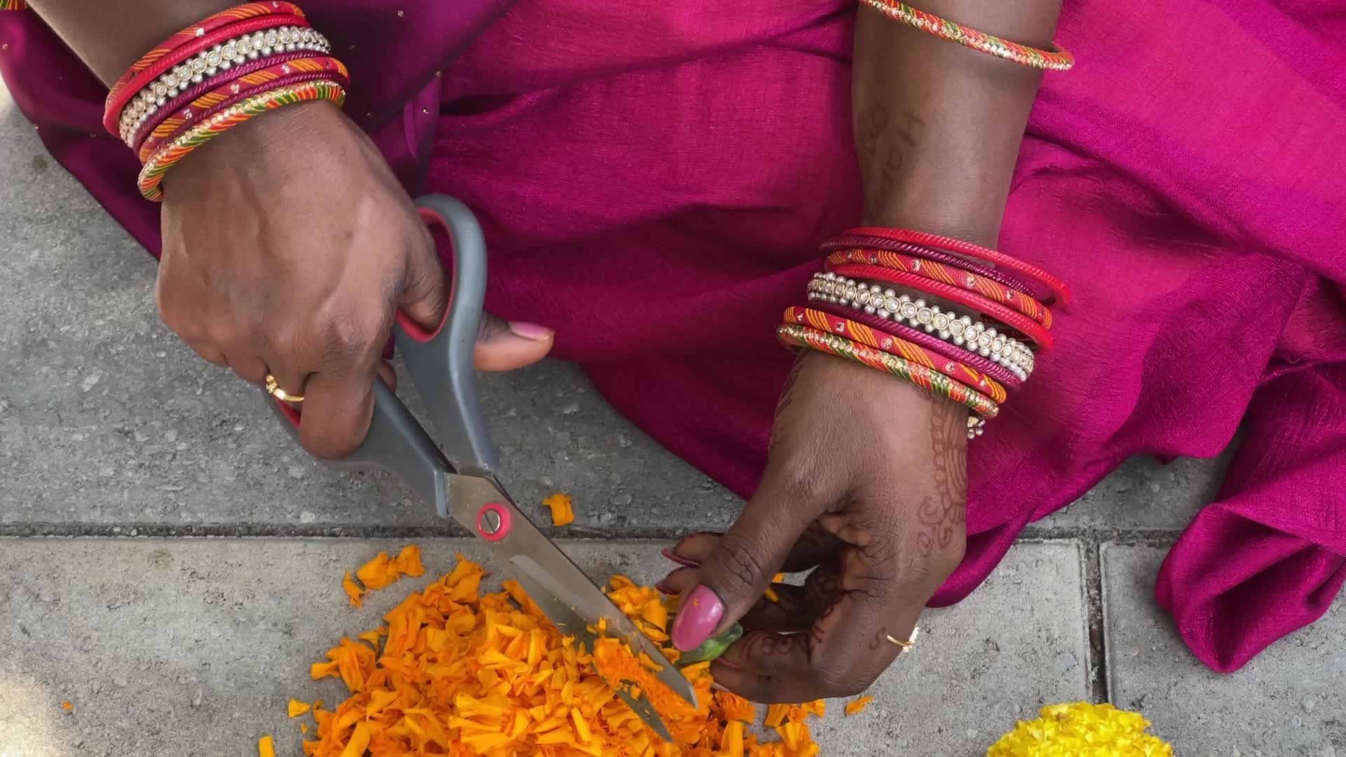 Flower Rangoli during the Onam Festival in Canada