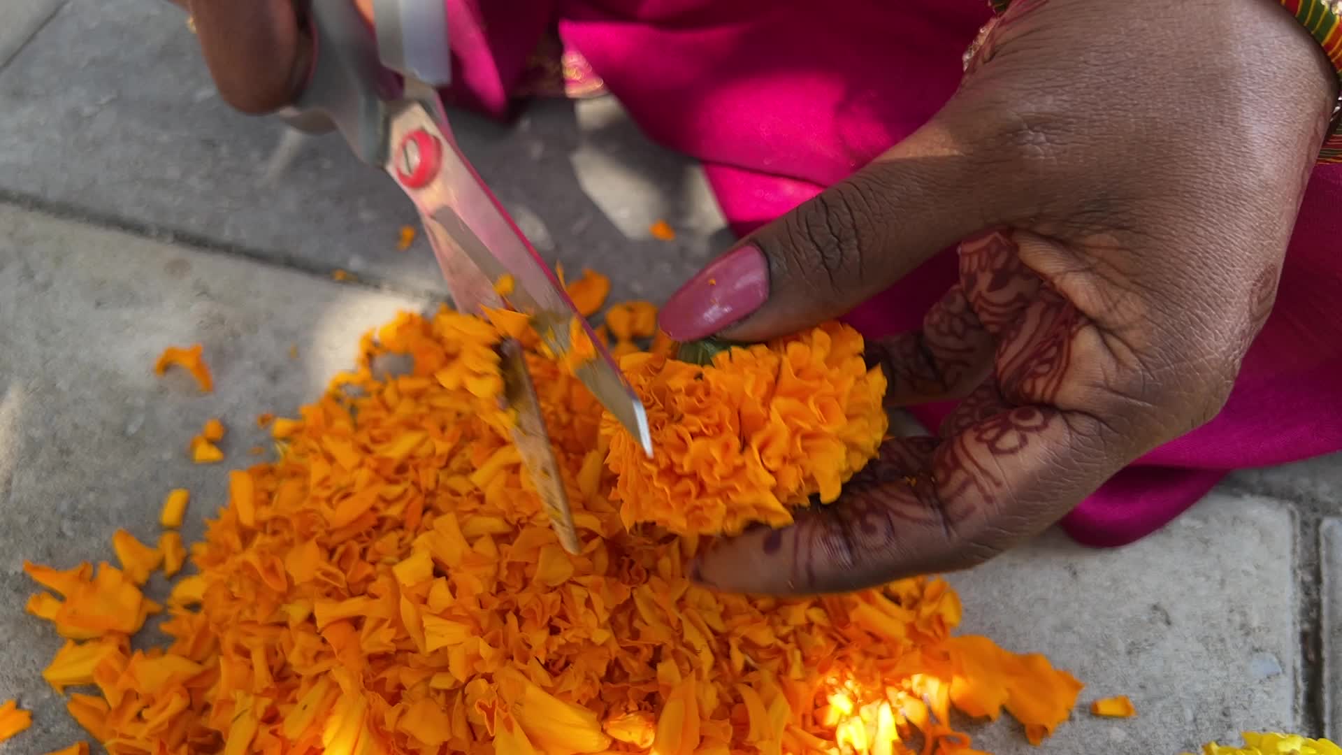 Flower Rangoli during the Onam Festival in Canada