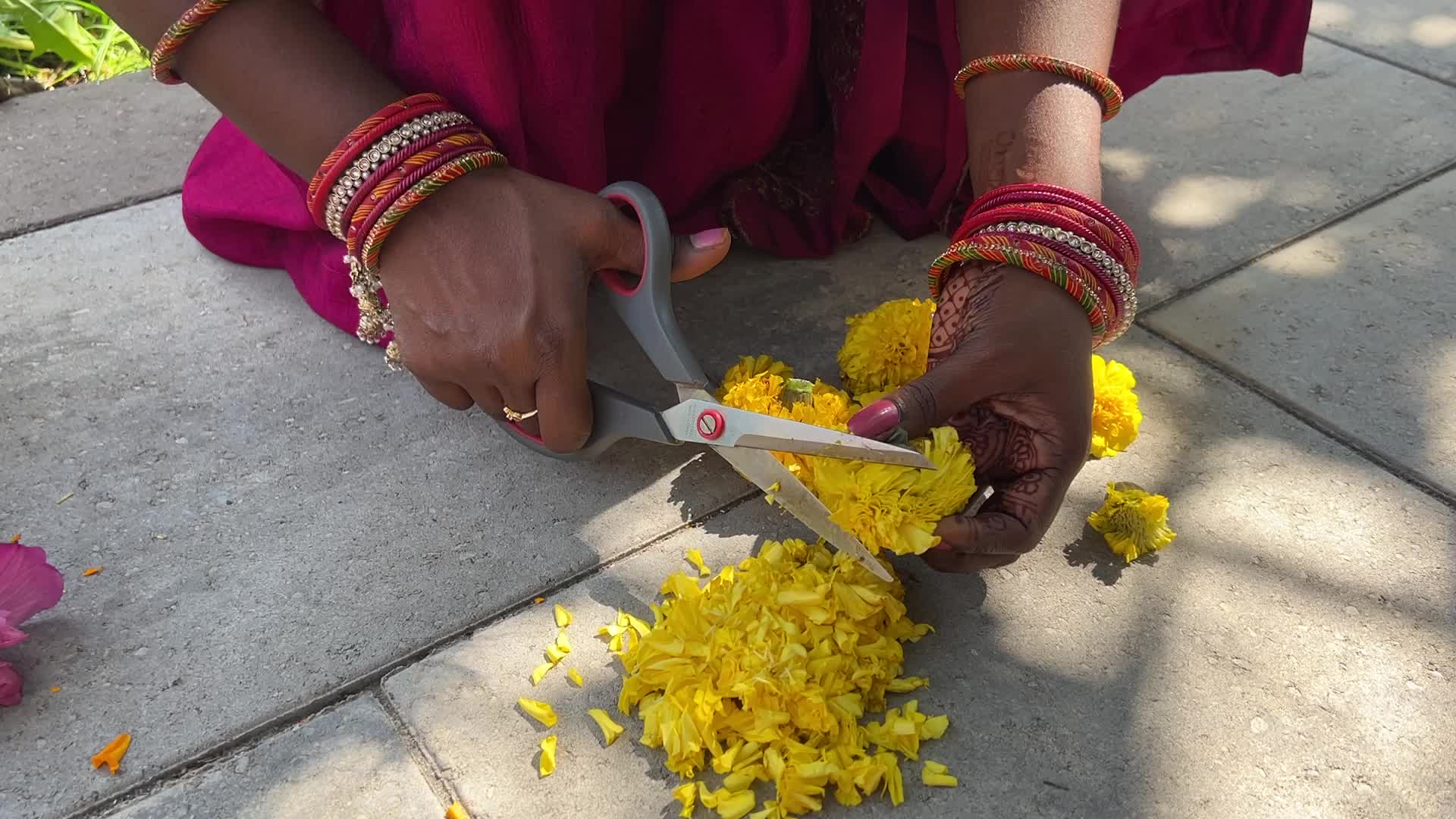 Flower Rangoli during the Onam Festival in Canada