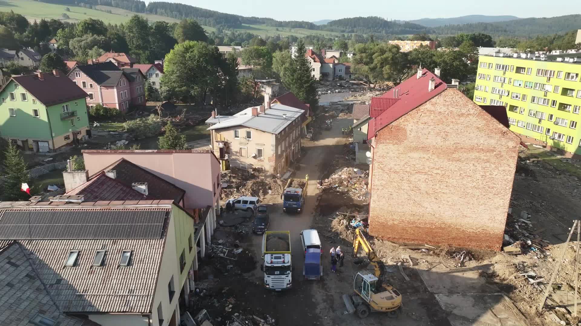 DRONE footage of flood in Poland