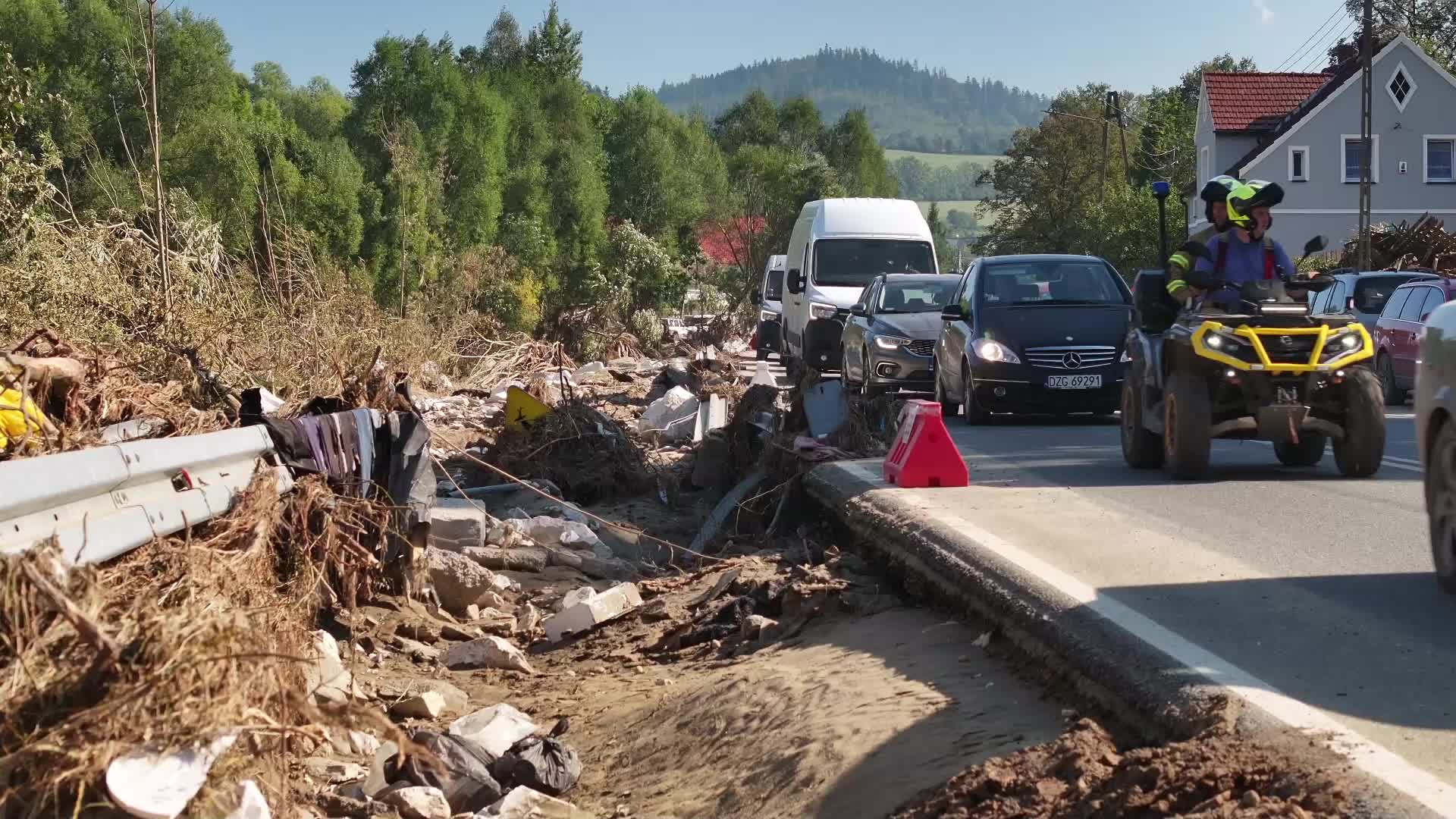 DRONE footage of flood in Poland