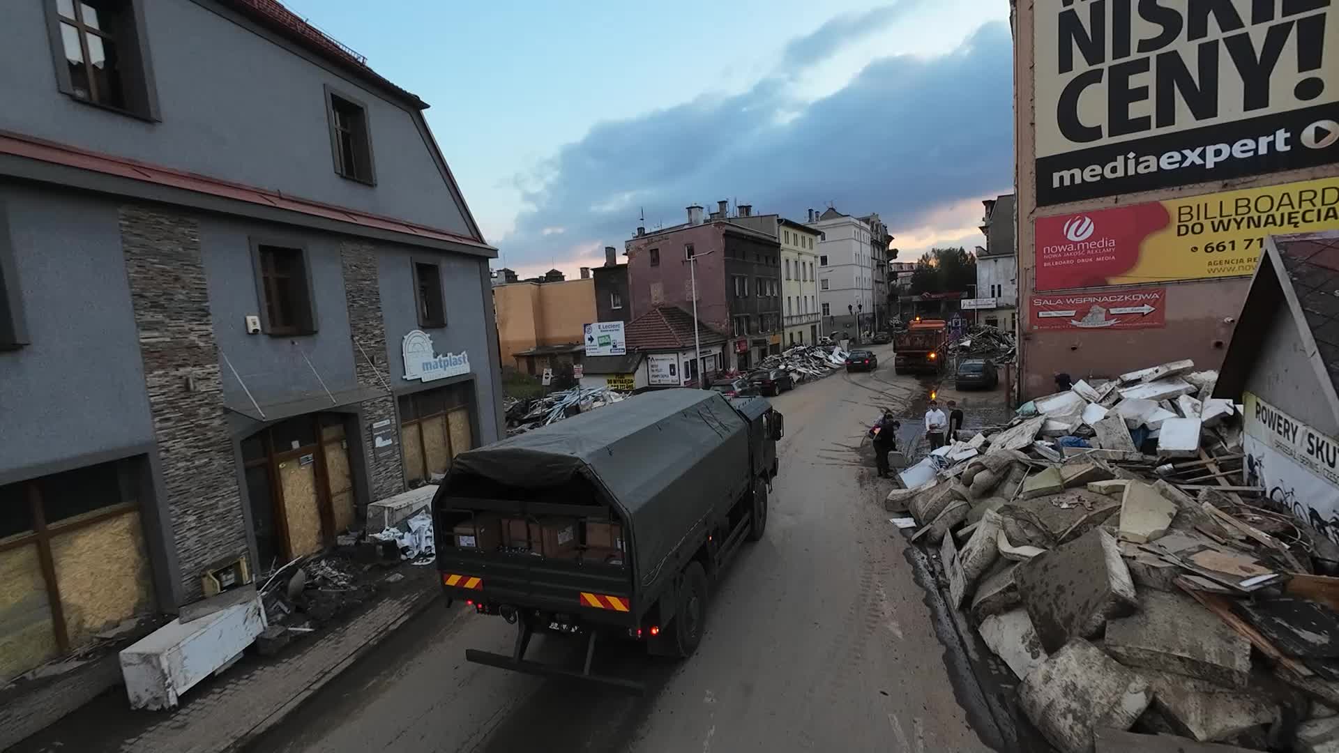 DRONE footage of flood in Poland
