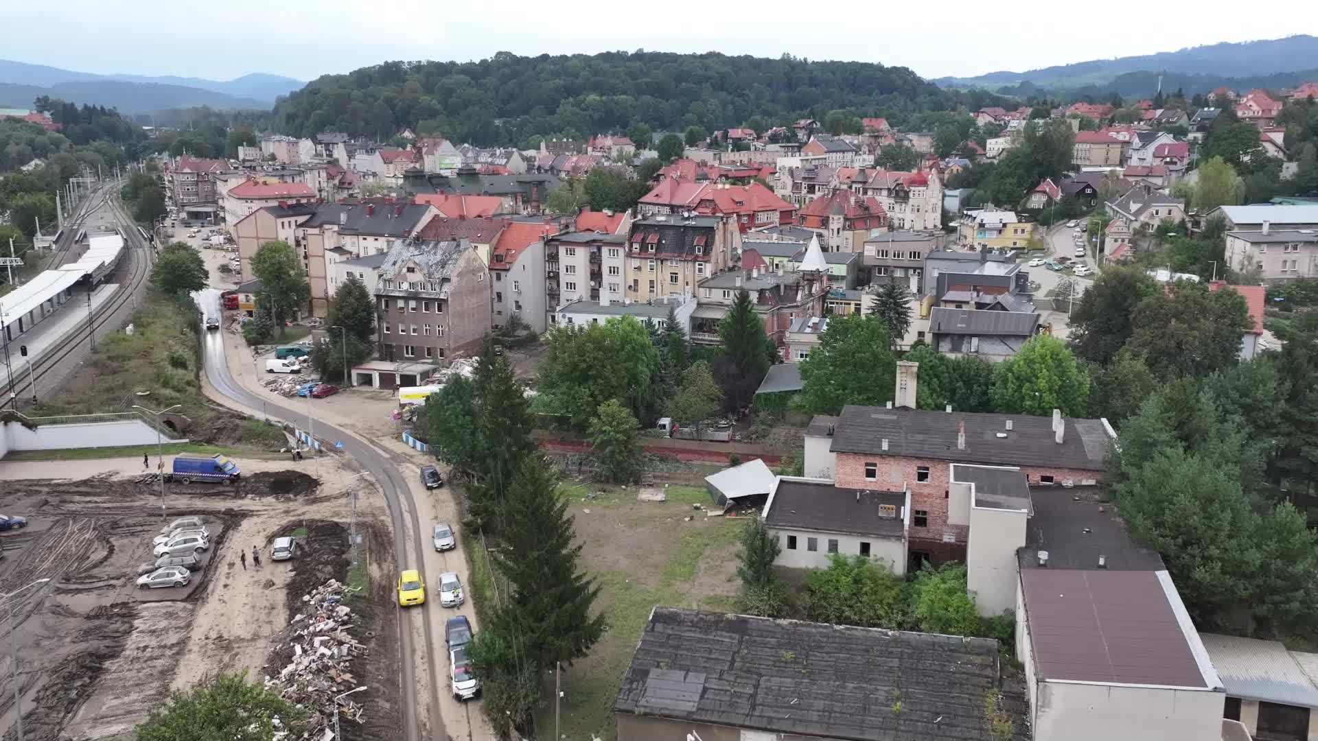 DRONE footage of flood in Poland