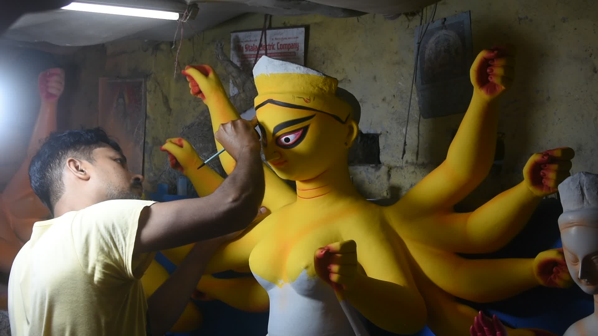 Preparation of Durga puja festival in Kolkata.