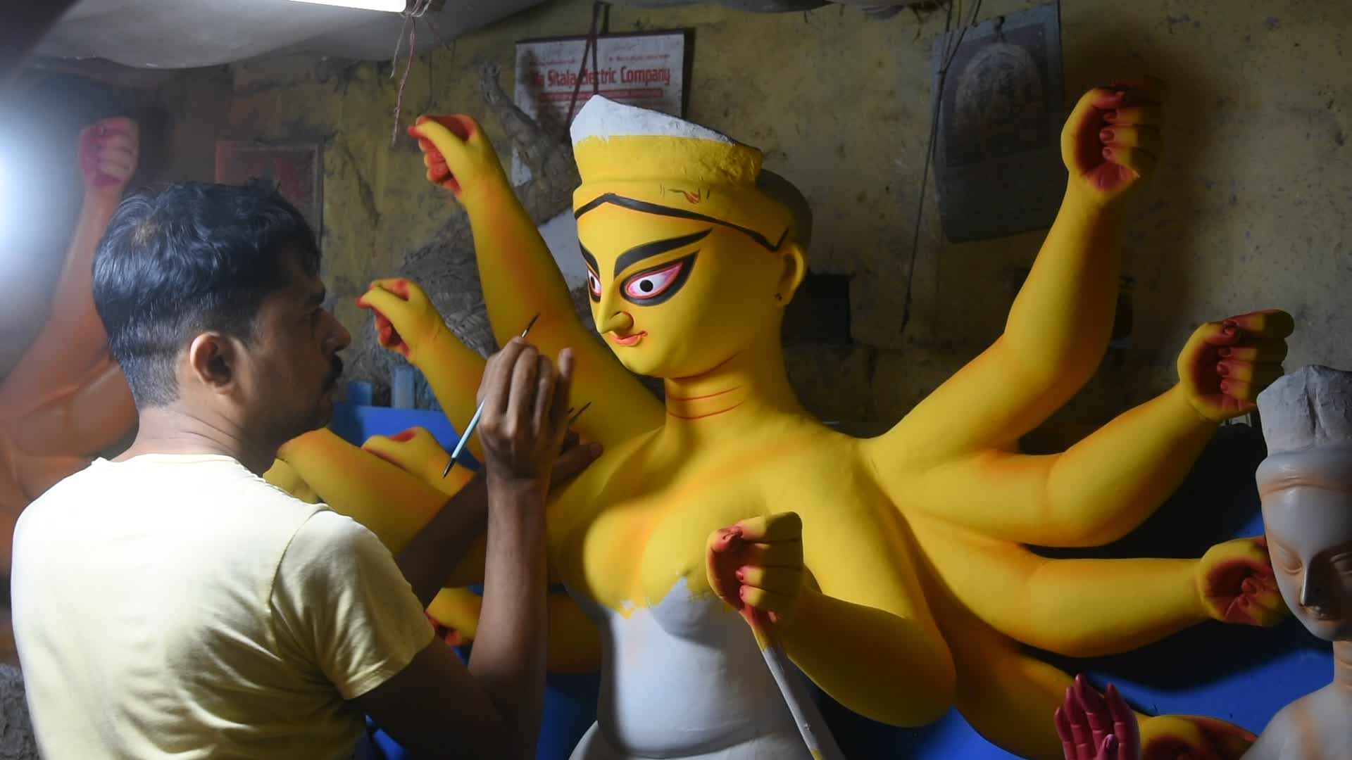 Preparation of Durga puja festival in Kolkata.