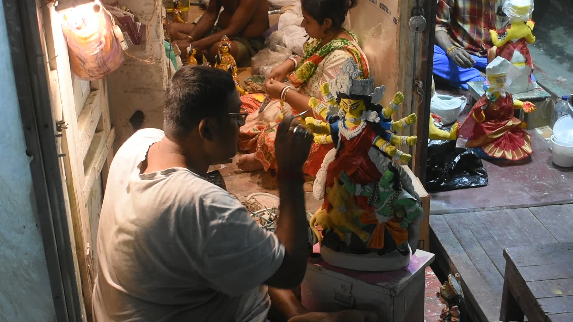 Preparation of Durga puja festival in Kolkata.