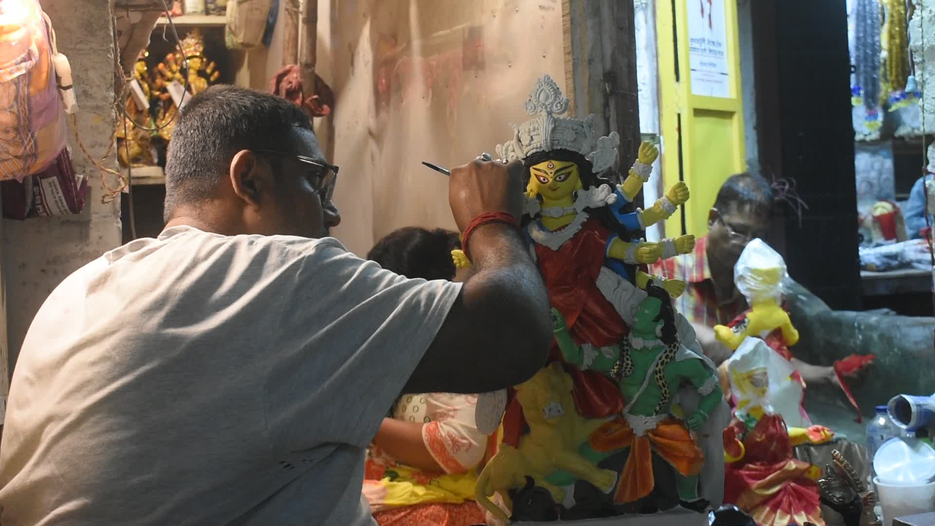 Preparation of Durga puja festival in Kolkata.