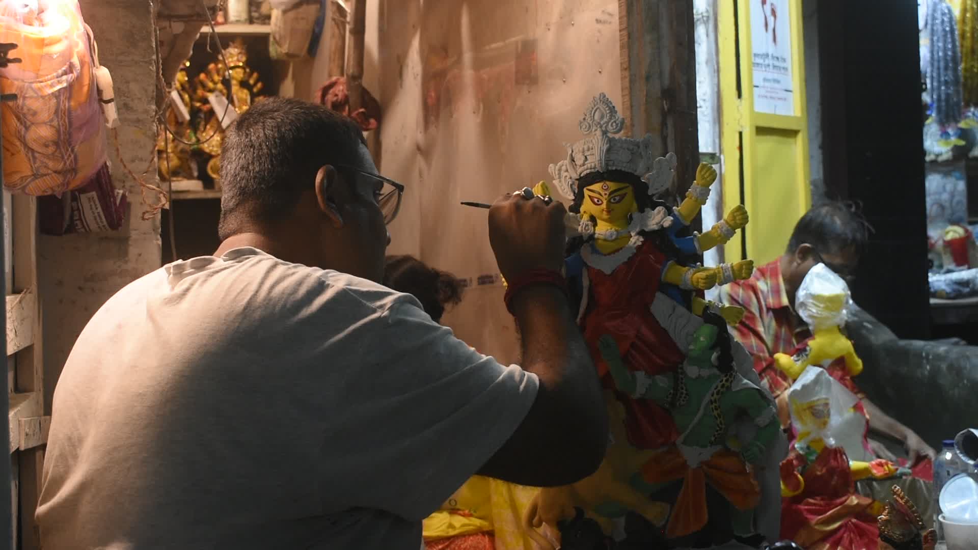 Preparation of Durga puja festival in Kolkata.