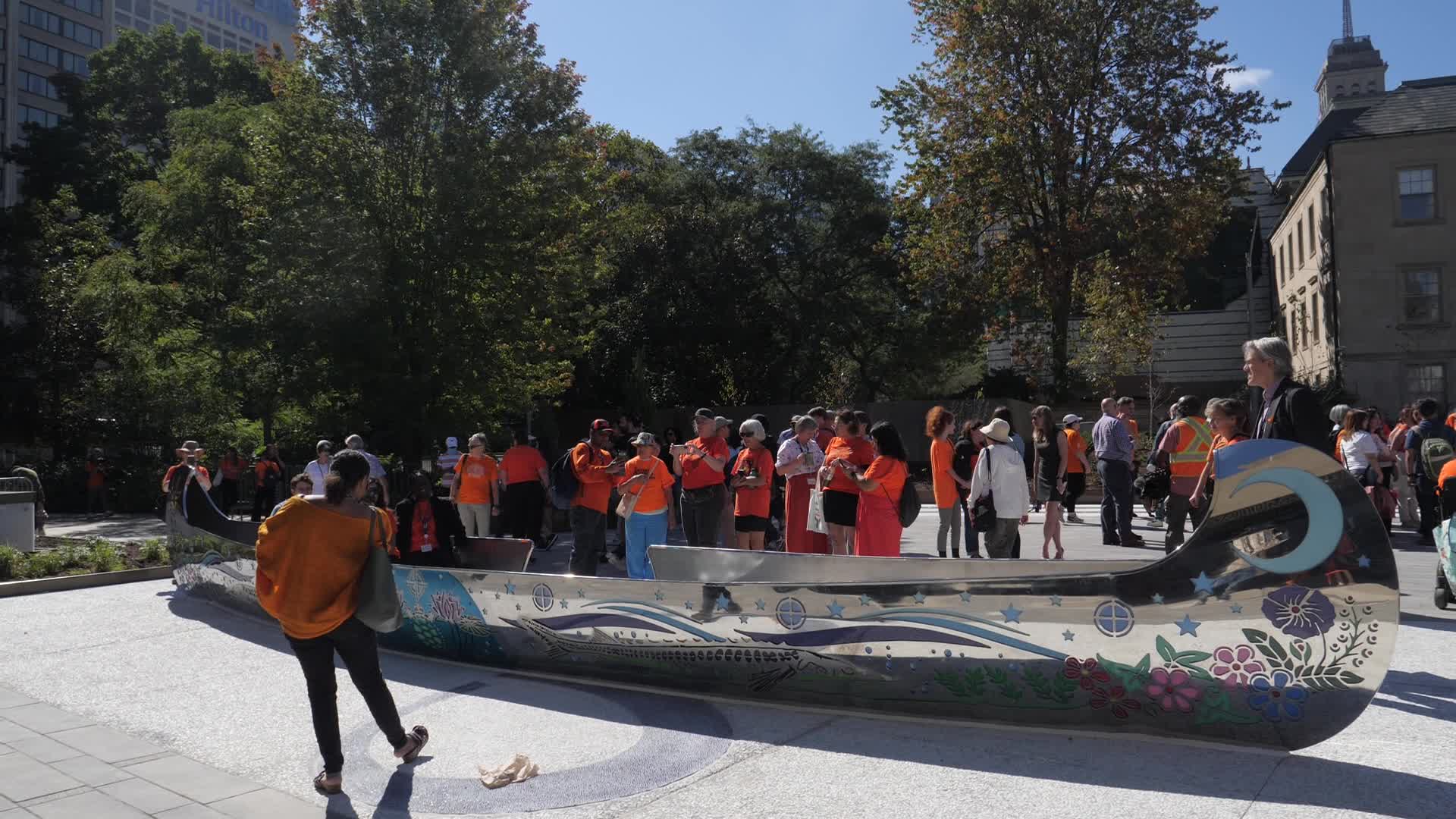 Visitors Gather at Newly Inaugurated Spirit Garden for National Day for Truth and Reconciliation in Toronto