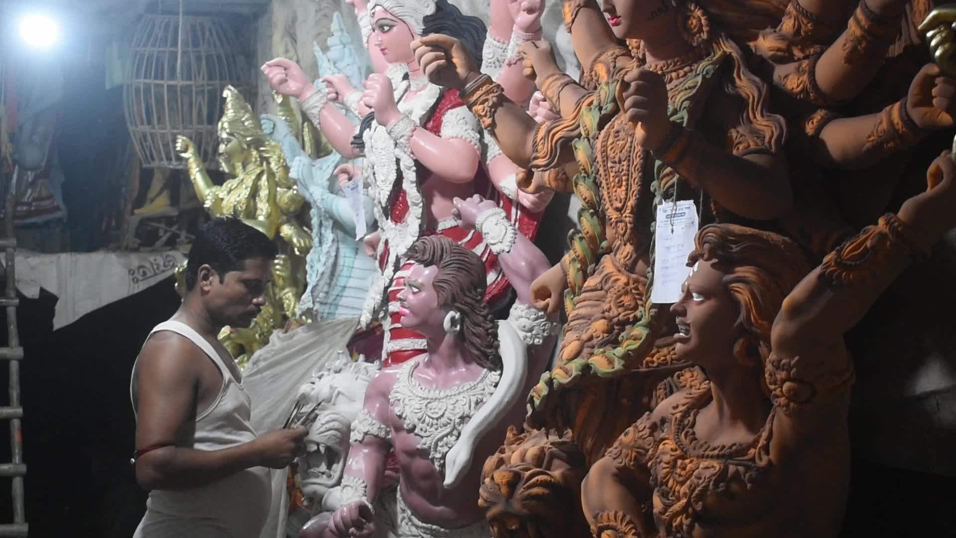 Durga puja preparation in India