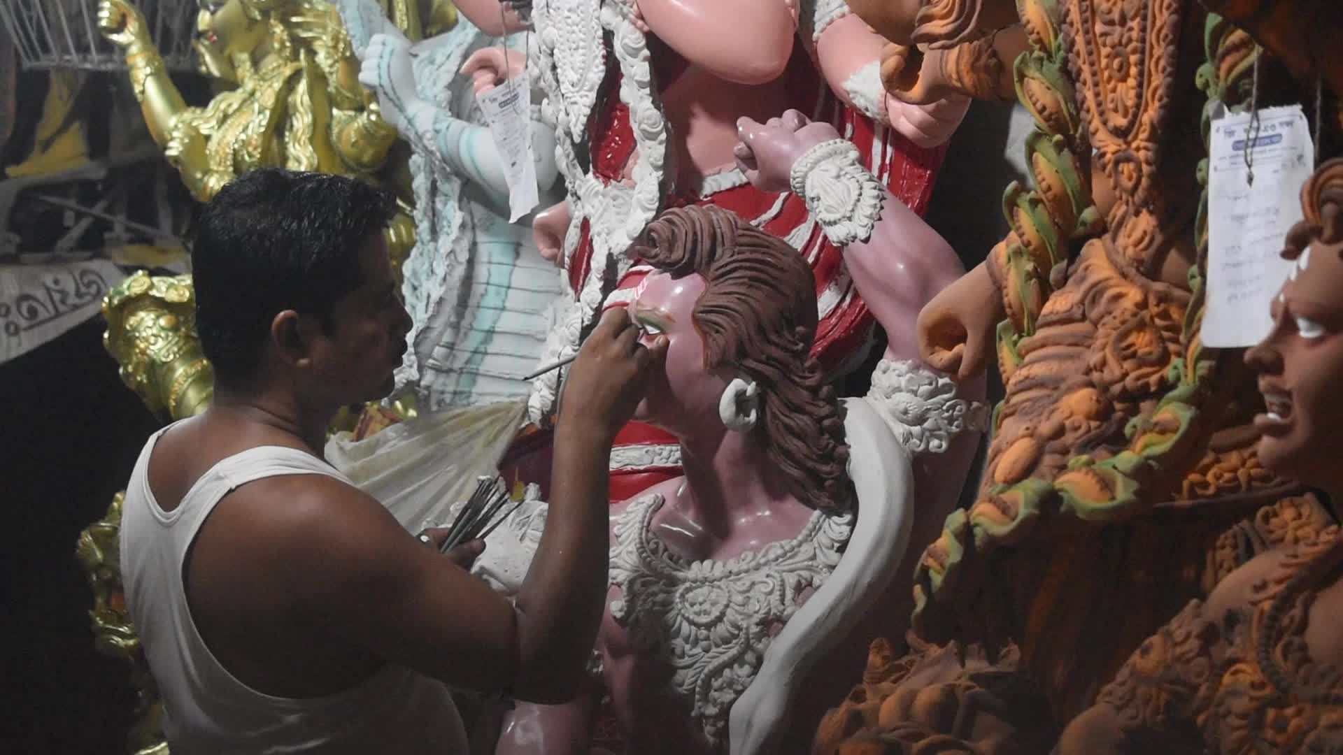 Durga puja preparation in India