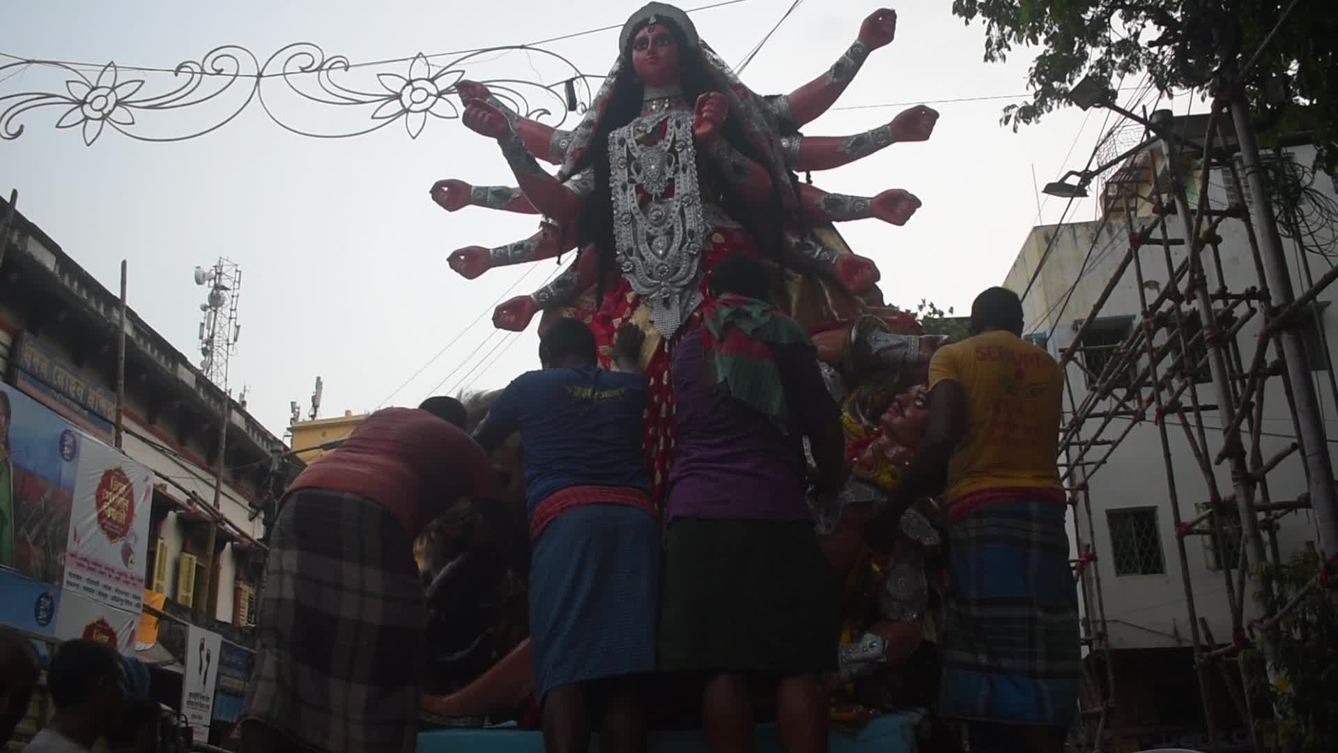 Durga puja preparation in India