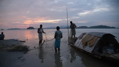 Fisherman in the Brahmaputra river
