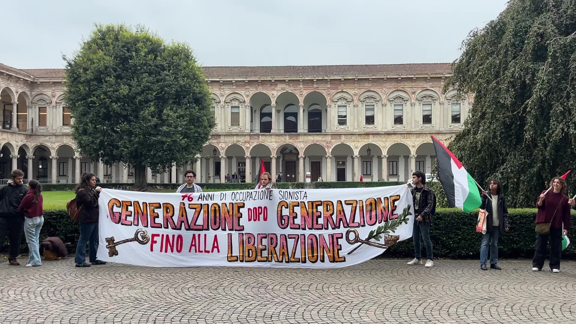 Pro-Palestinian protests on university campuses  demonstration in Milan