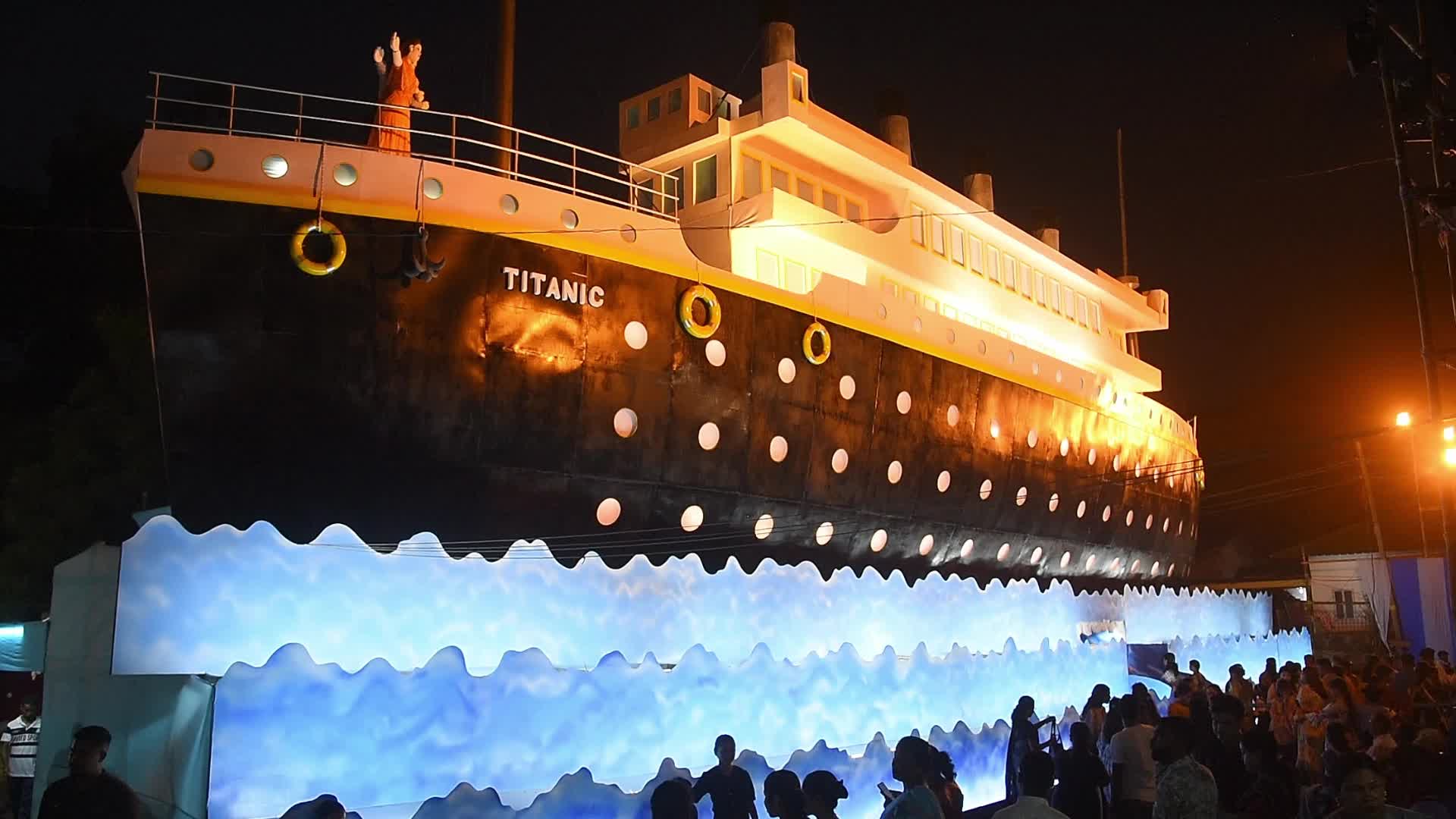 Community 'puja pandal' themed on Titanic' ship in India