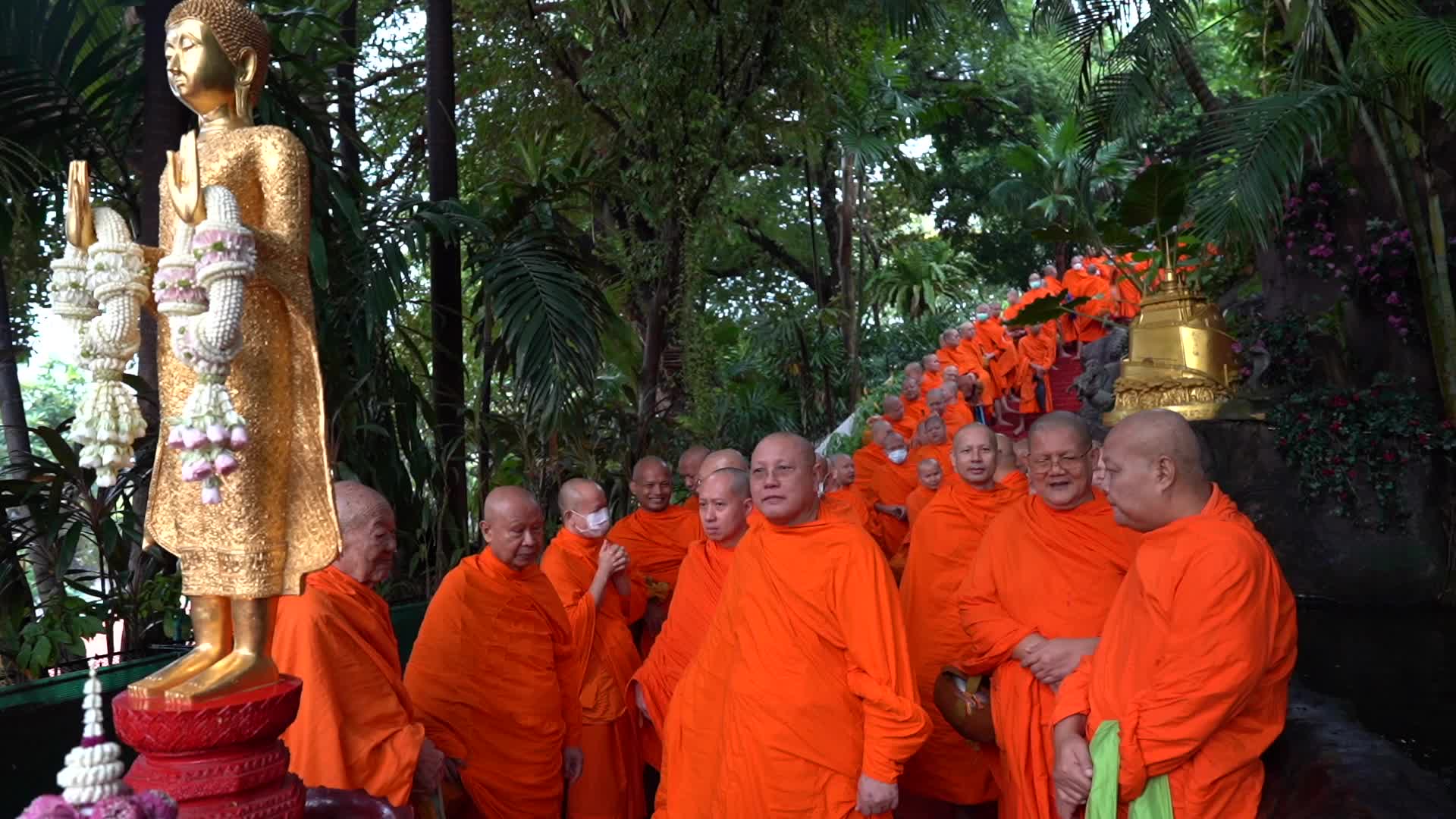 Thai faithful mark the end of the Buddhist Lent in Bangkok.