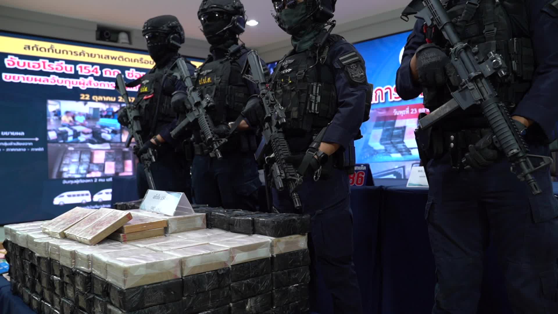Thai Police Seize 154 Kilograms of Heroin Hidden Prepared to Be Smuggled to Three Countries.