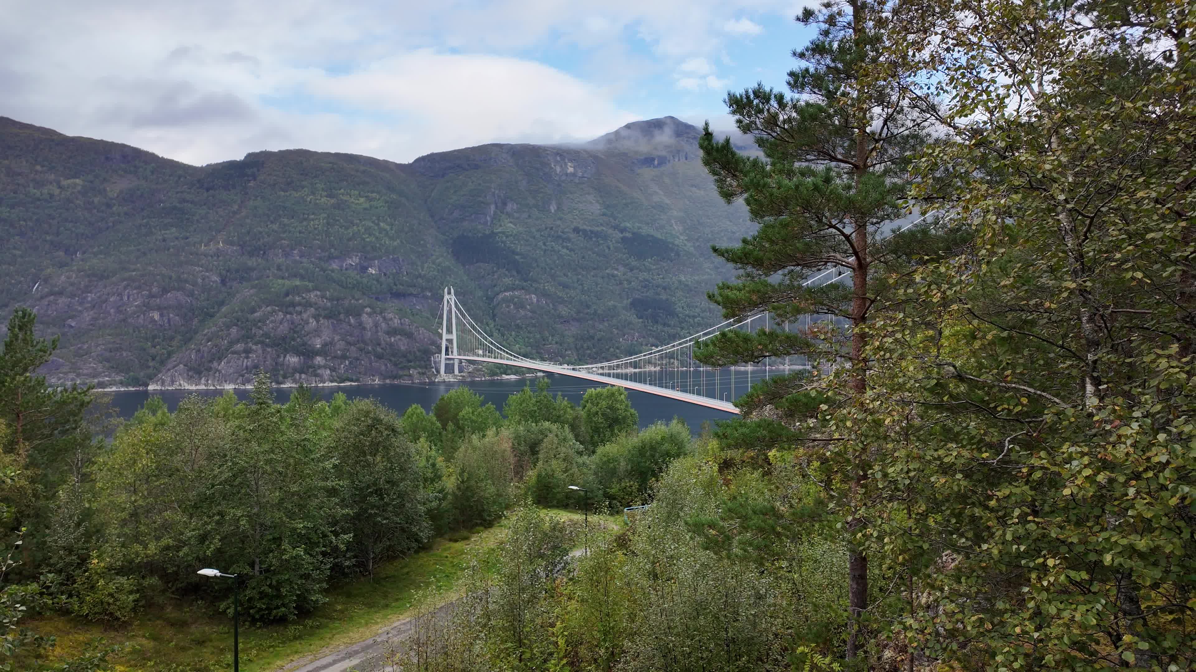 The Hardanger Bridge, a suspension bridge across the Eidfjorden