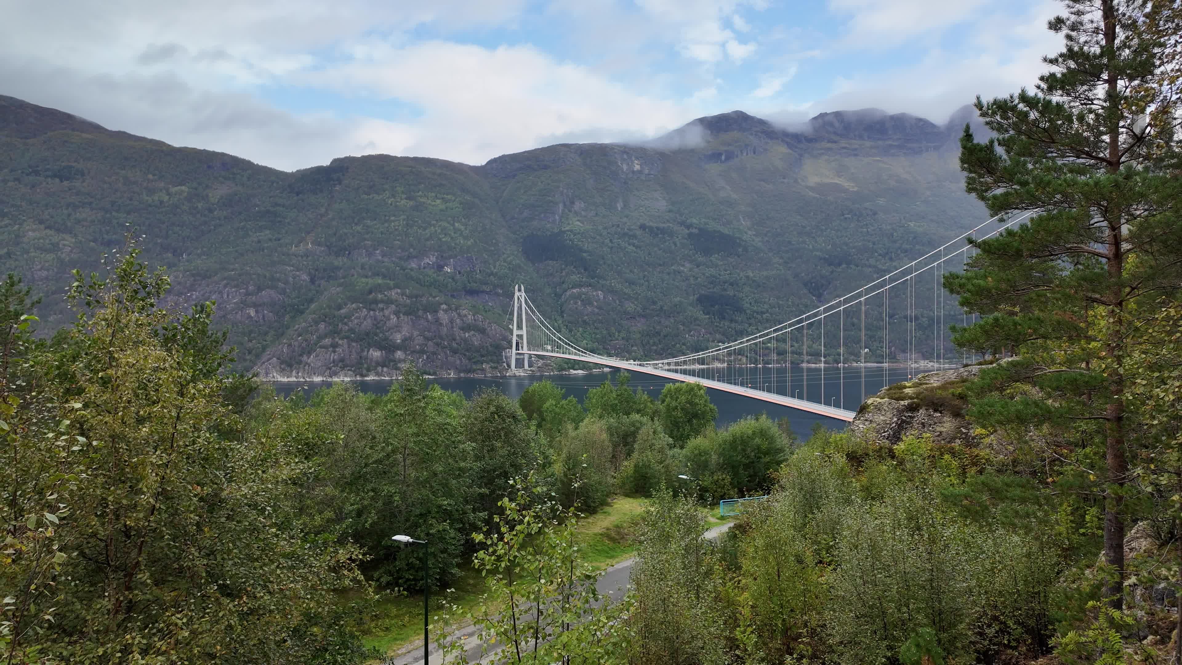 The Hardanger Bridge, a suspension bridge across the Eidfjorden