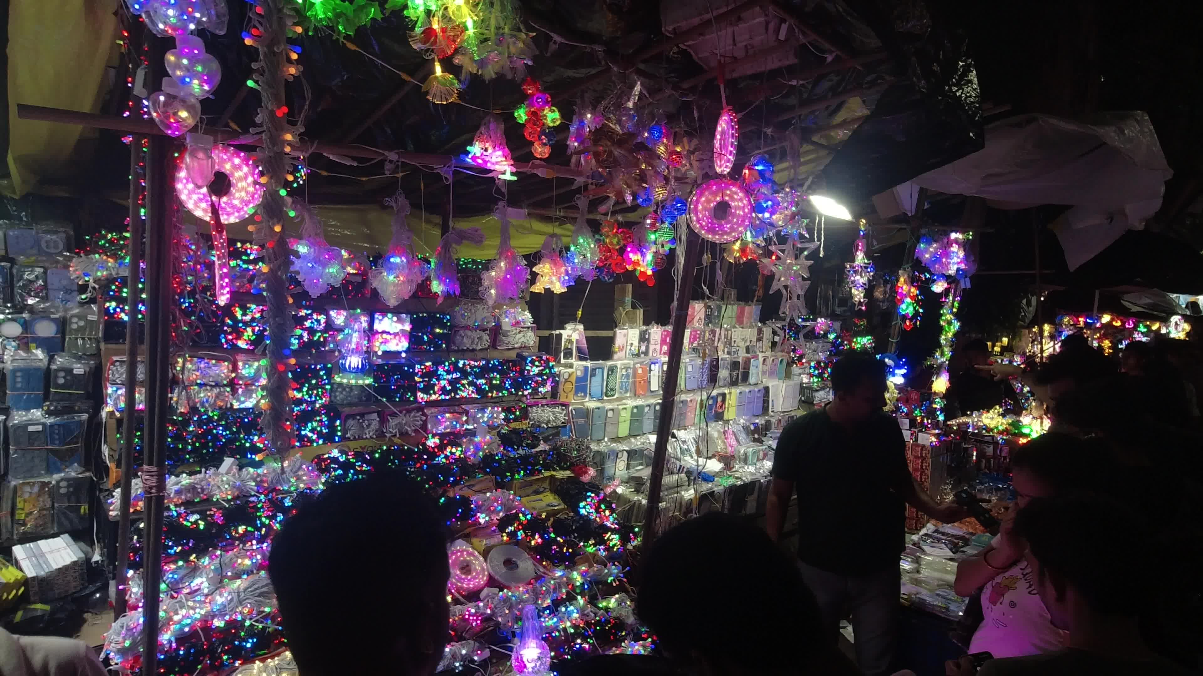 Decorative lights at a market ahead of Diwali celebration in India.